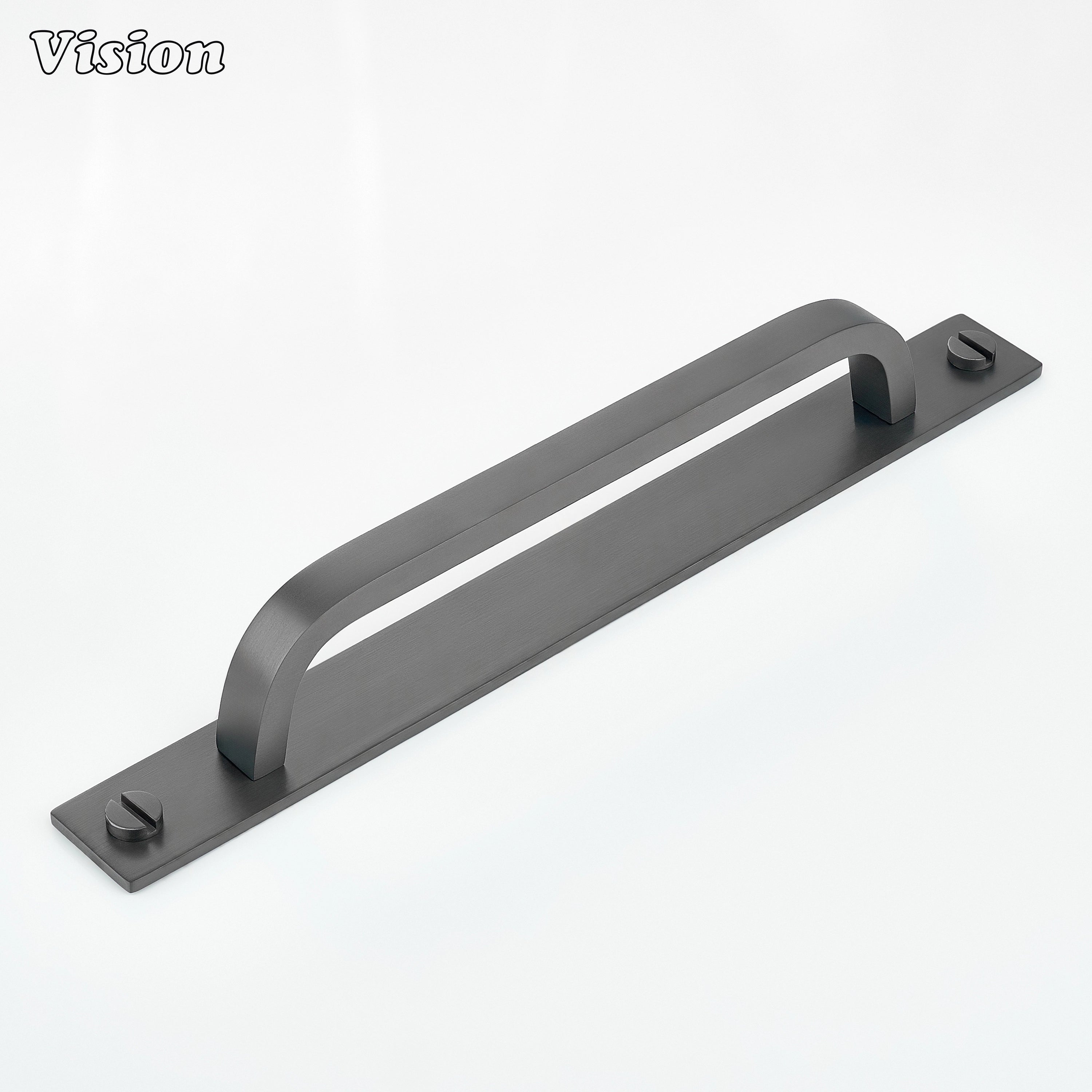 Solid brass Gunmetal cabinet handle with backplate for drawer units