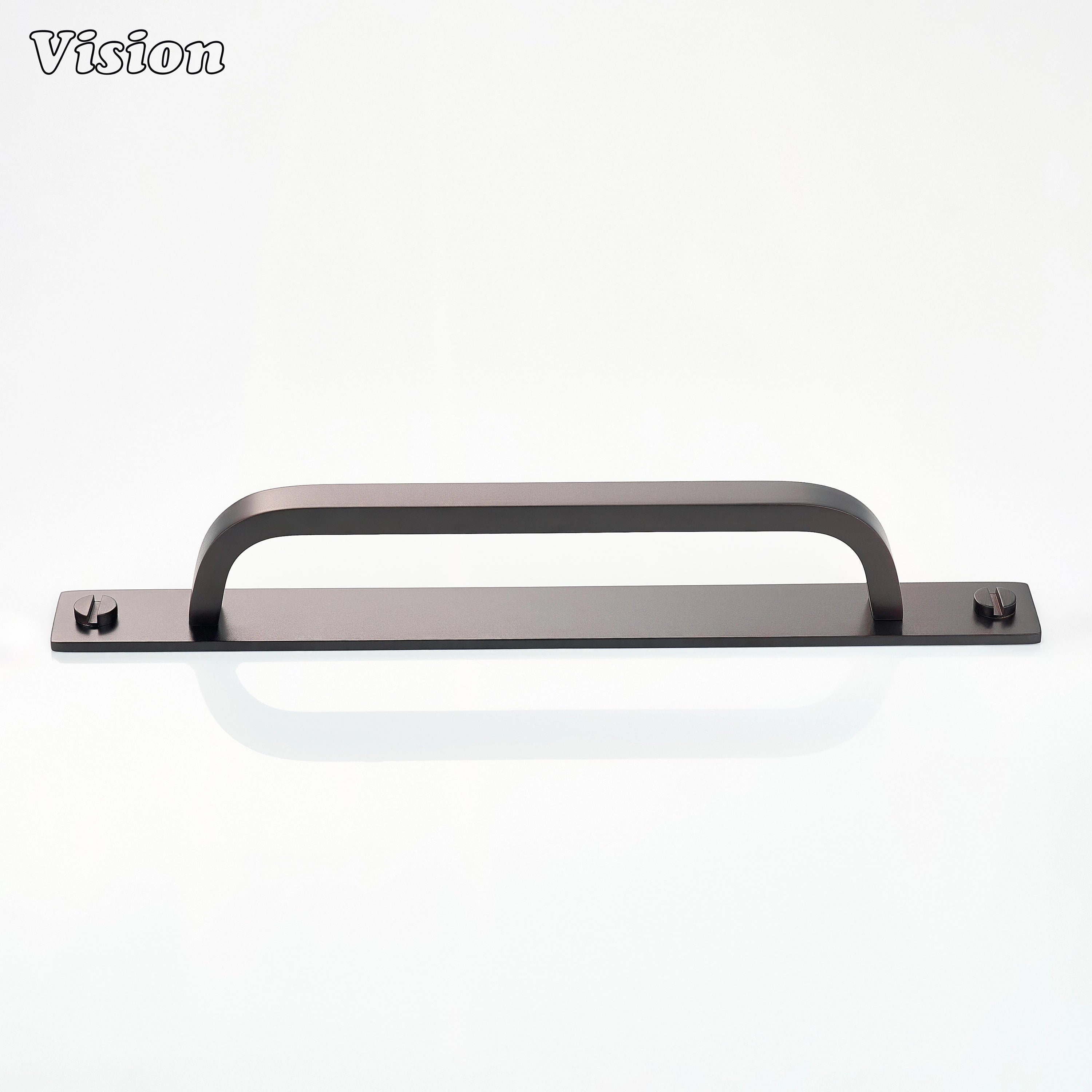 Oil Rubbed Bronze cabinet handle with backplate applied to wardrobe furniture