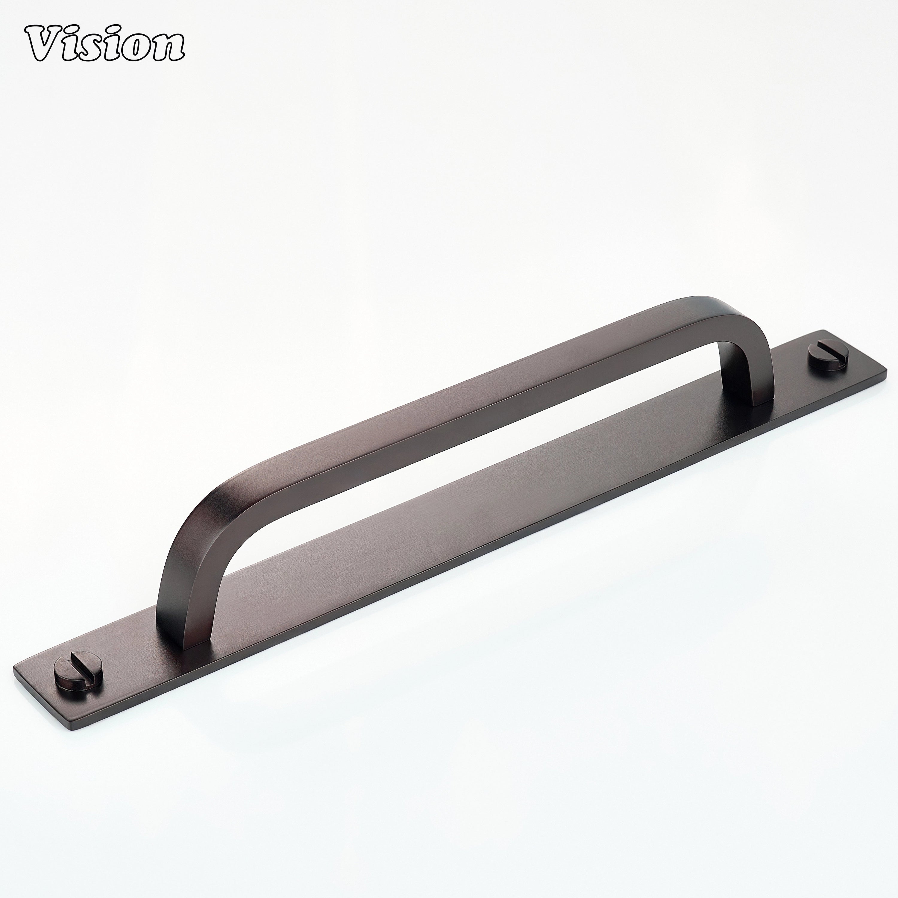 Solid brass Oil Rubbed Bronze cabinet handle with backplate for drawers