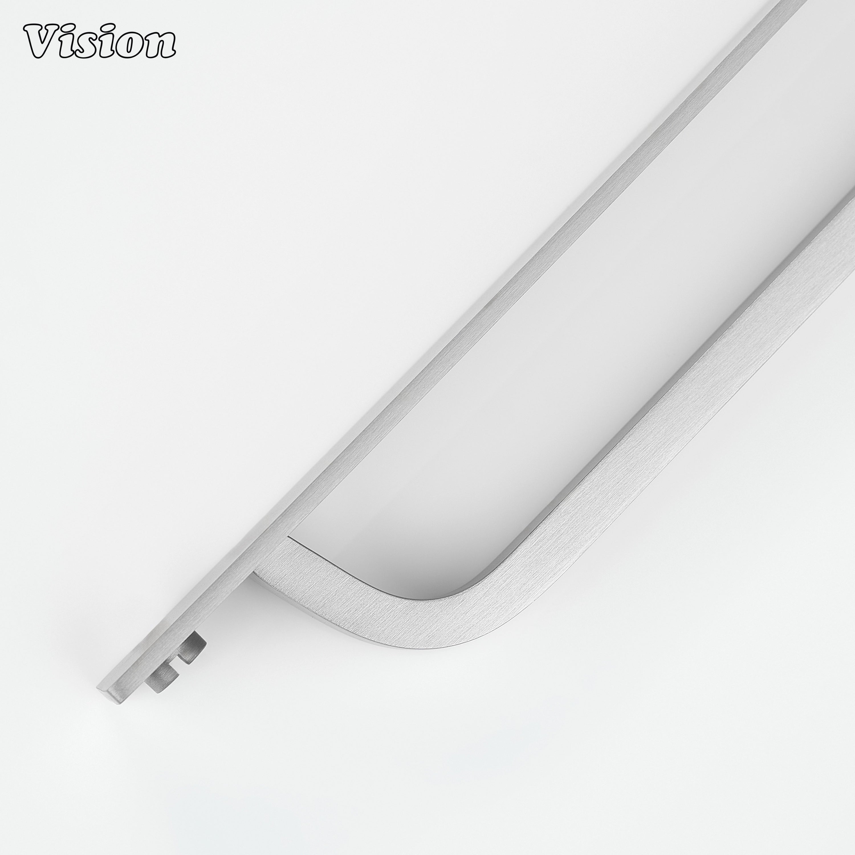 Silver cabinet handle with backplate suitable for contemporary cabinetry