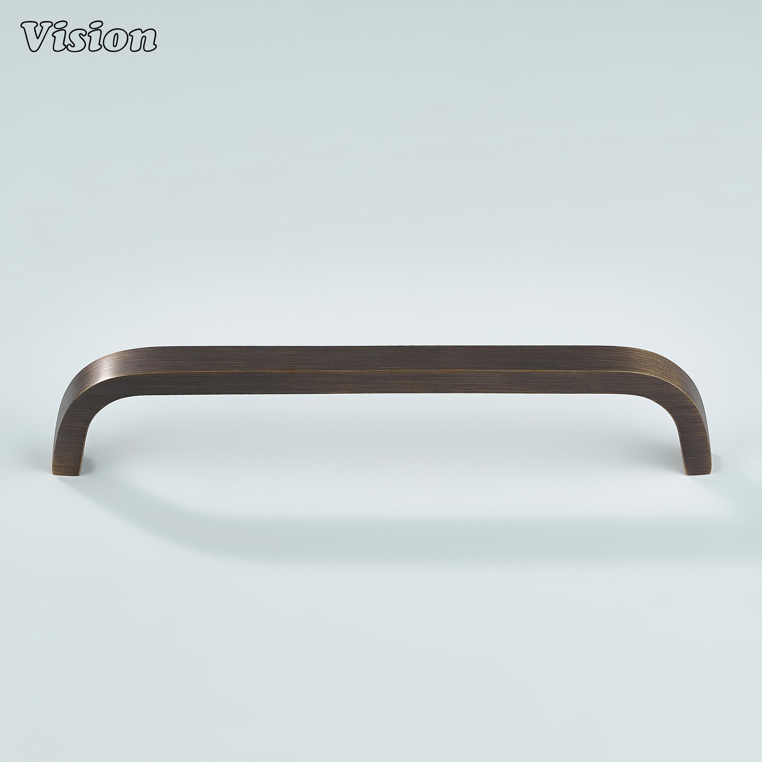 Knight curved handle in antique bronze for classic kitchen design.
