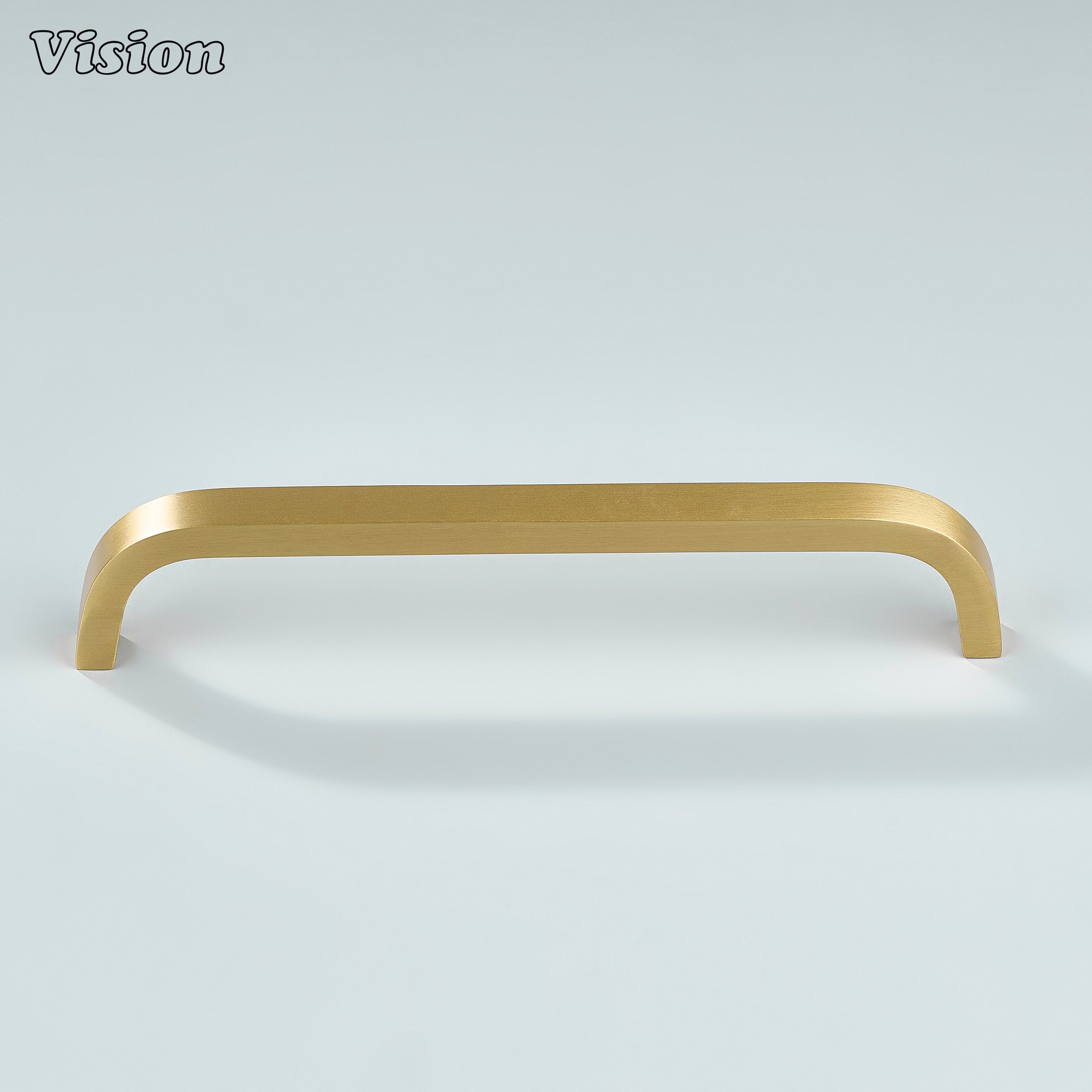 Sleek gold brass handle designed for modern kitchen interiors.