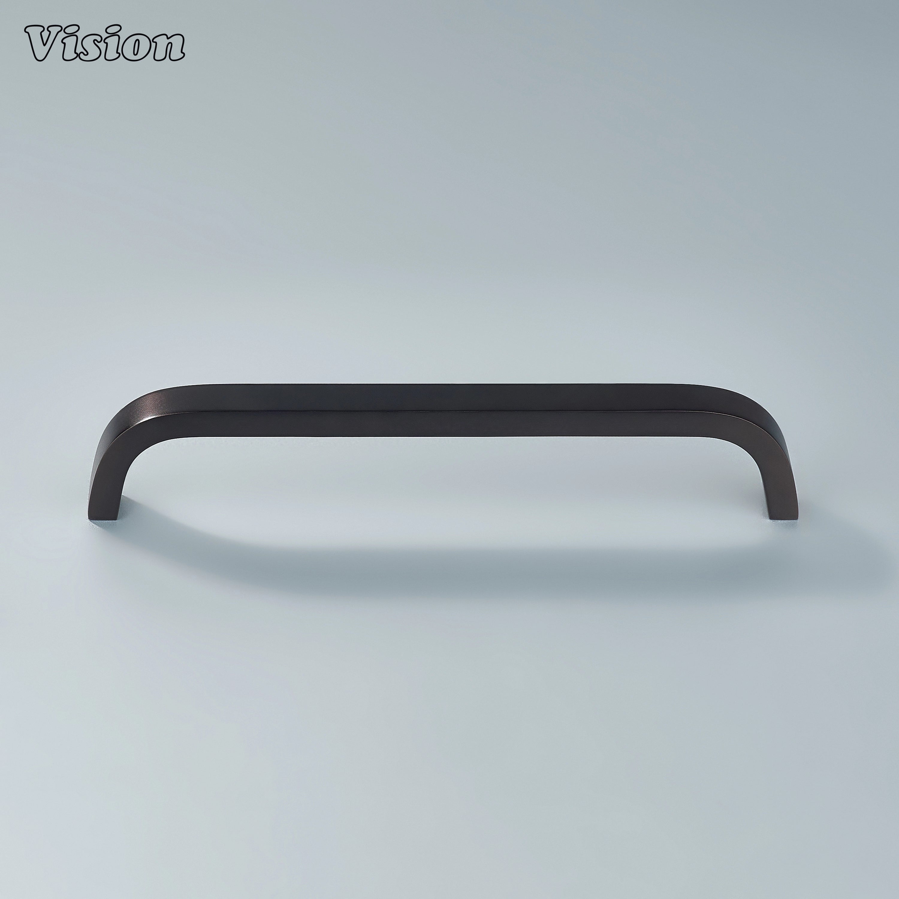 Premium brass oil rubbed bronze cabinet pull with curved profile.
