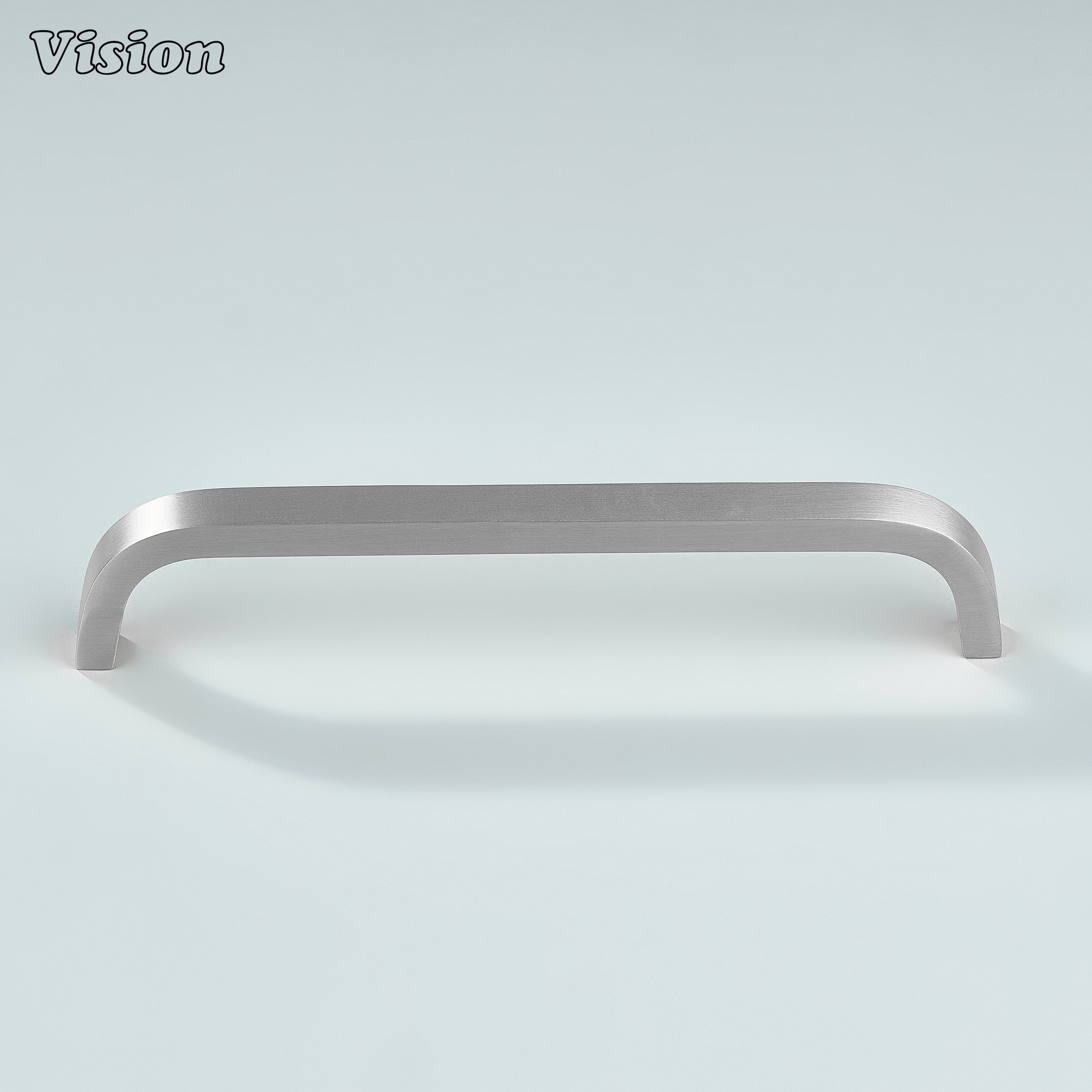Knight curved cabinet handle in satin silver finish for furniture.
