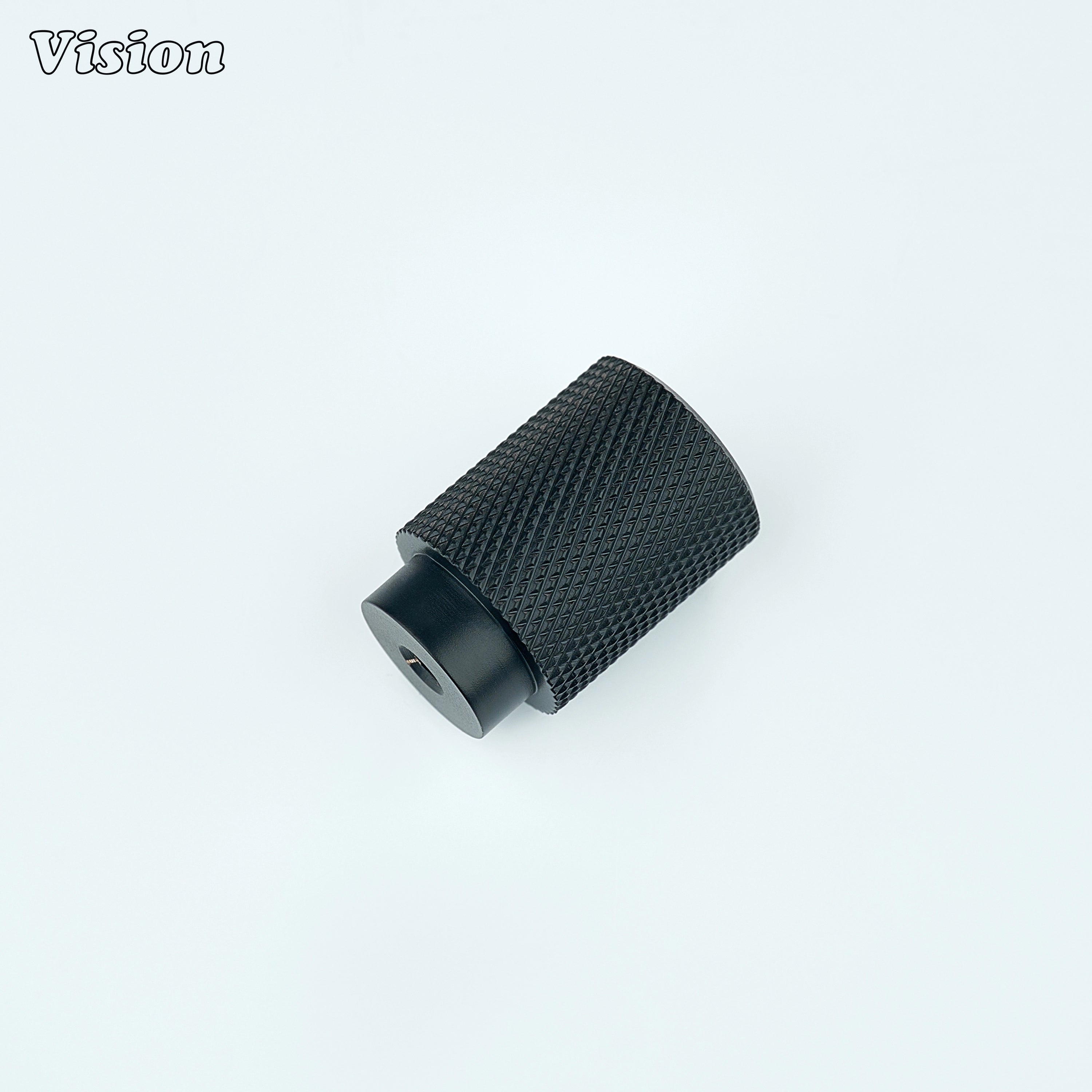 Modern Black cabinet knob with knurled surface detailing