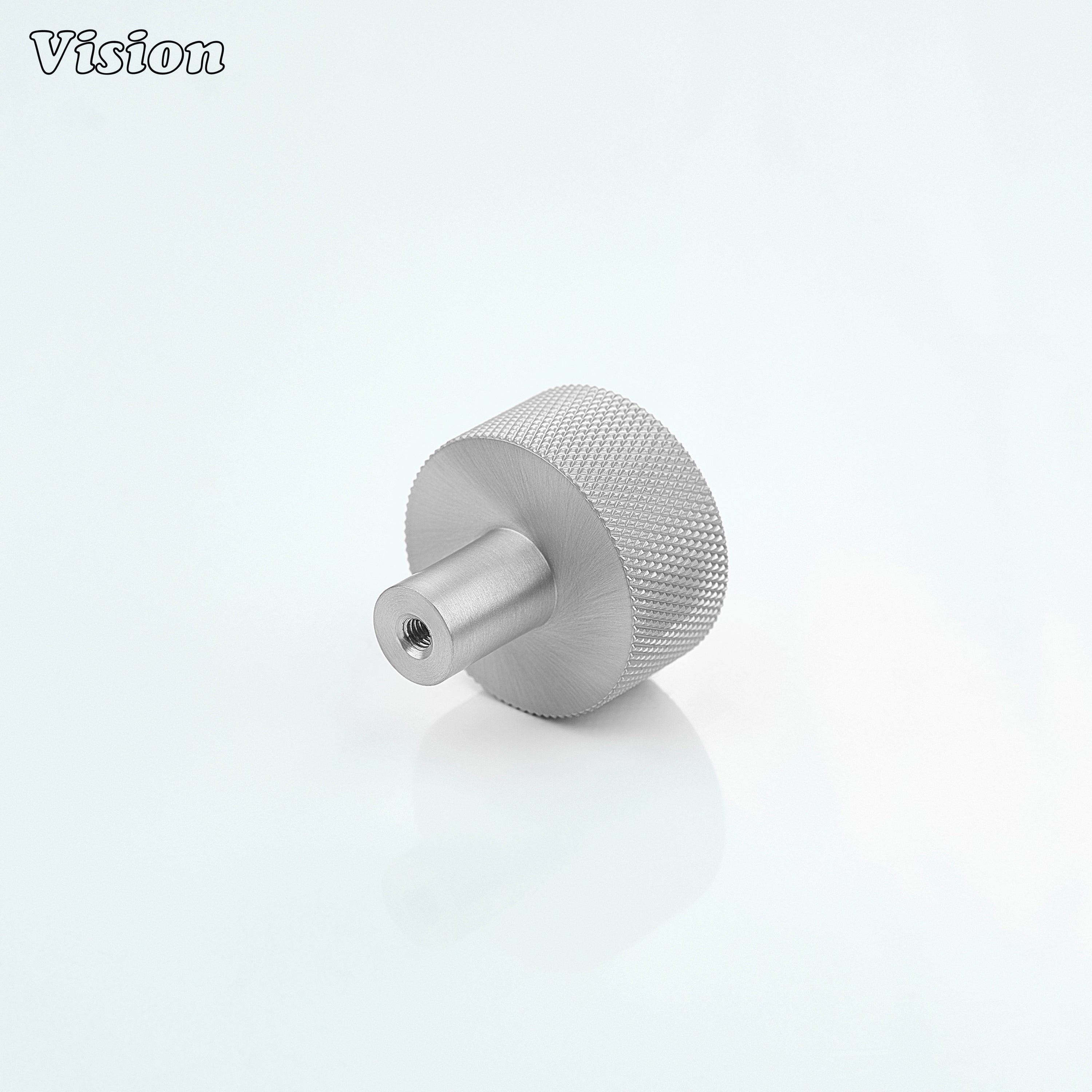 Silver finish cabinet knob with circular design for furniture use