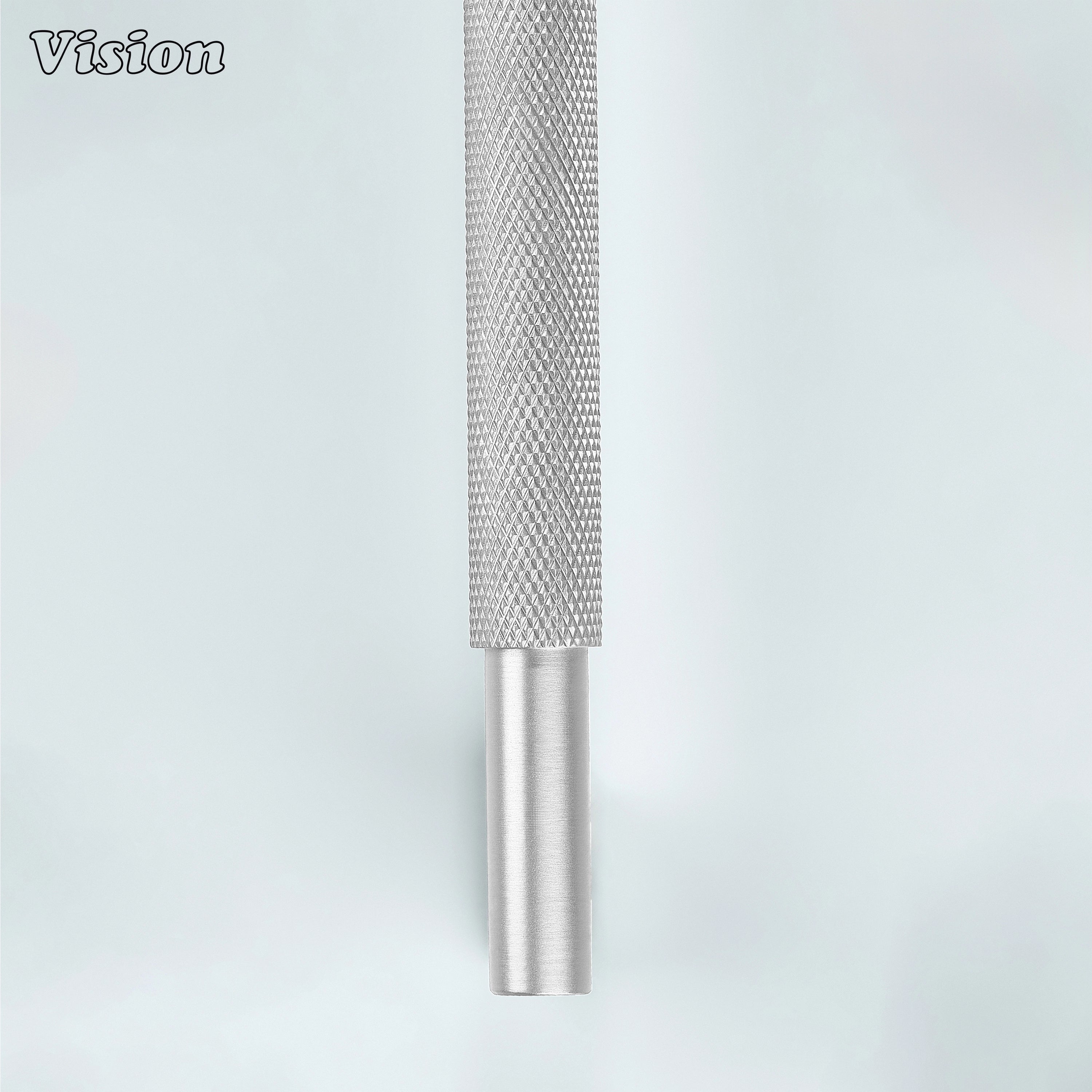 Silver Kronos knurled cabinet pull for cupboards and furniture