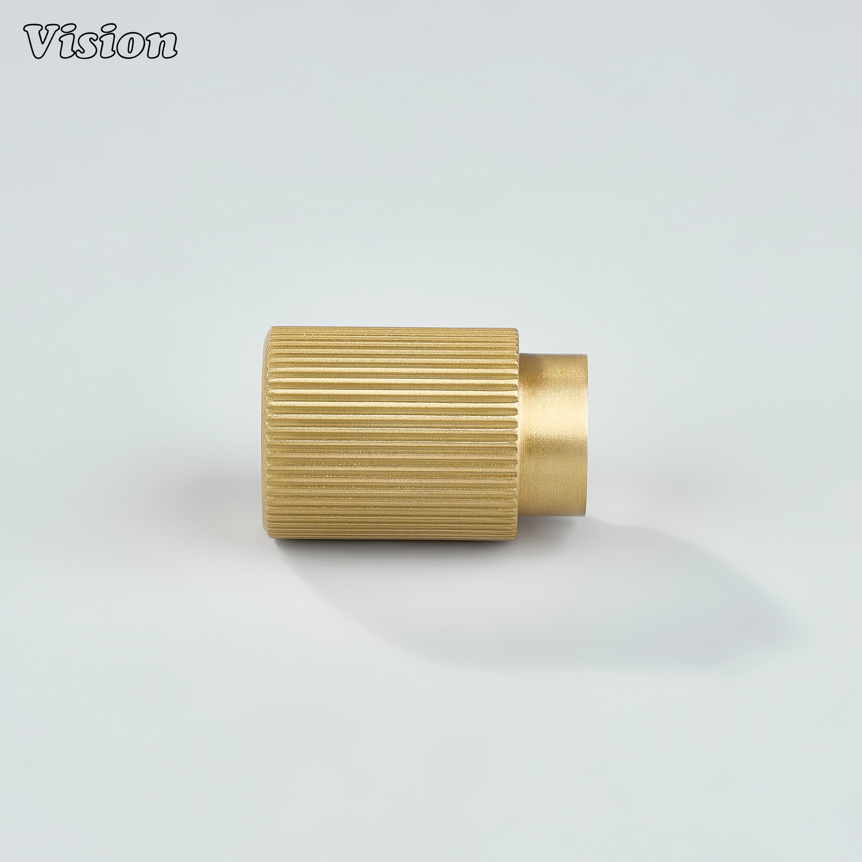 Linear knurled gold cabinet knob with solid brass body for wardrobes