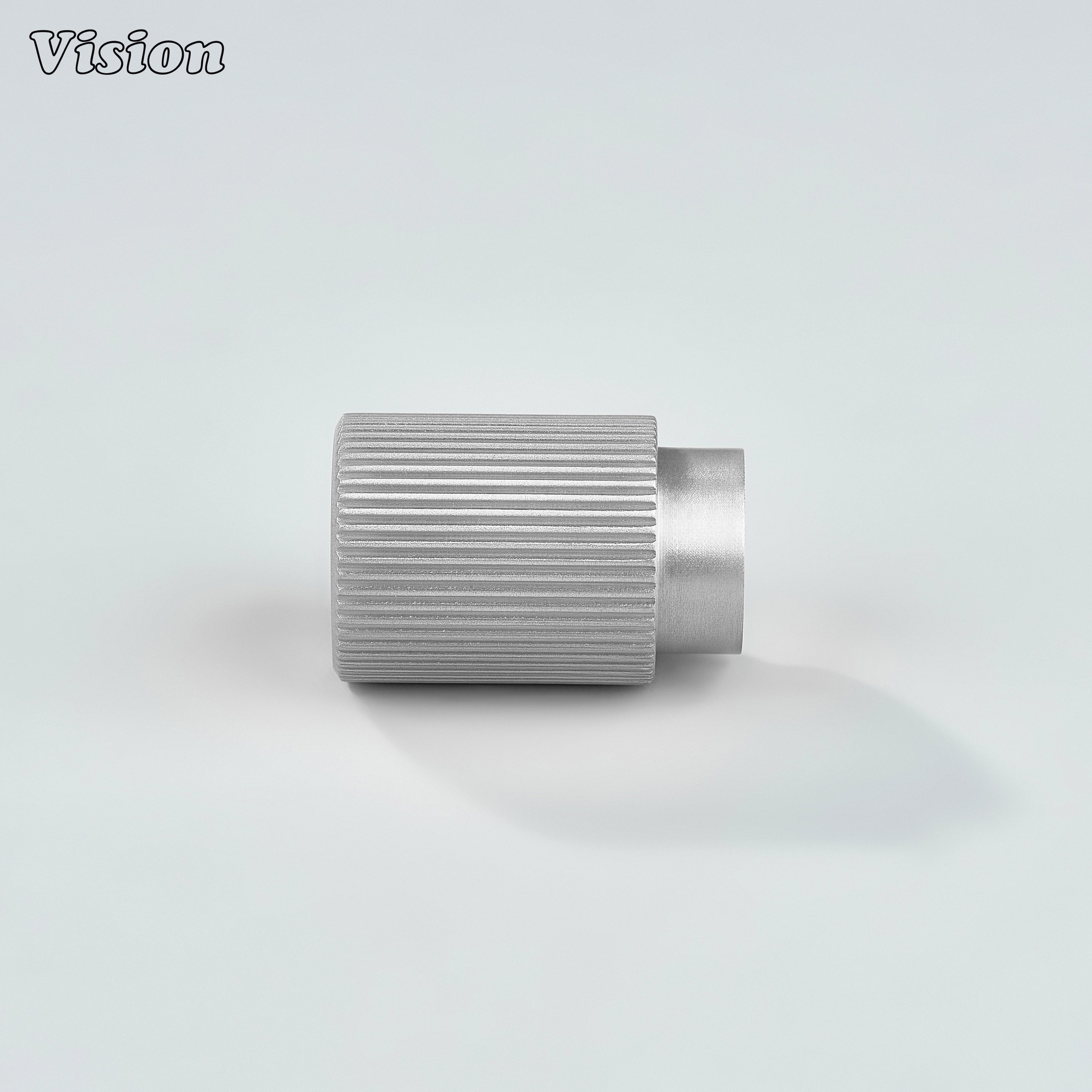 Linear knurled Silver cabinet knob crafted from solid brass for wardrobes