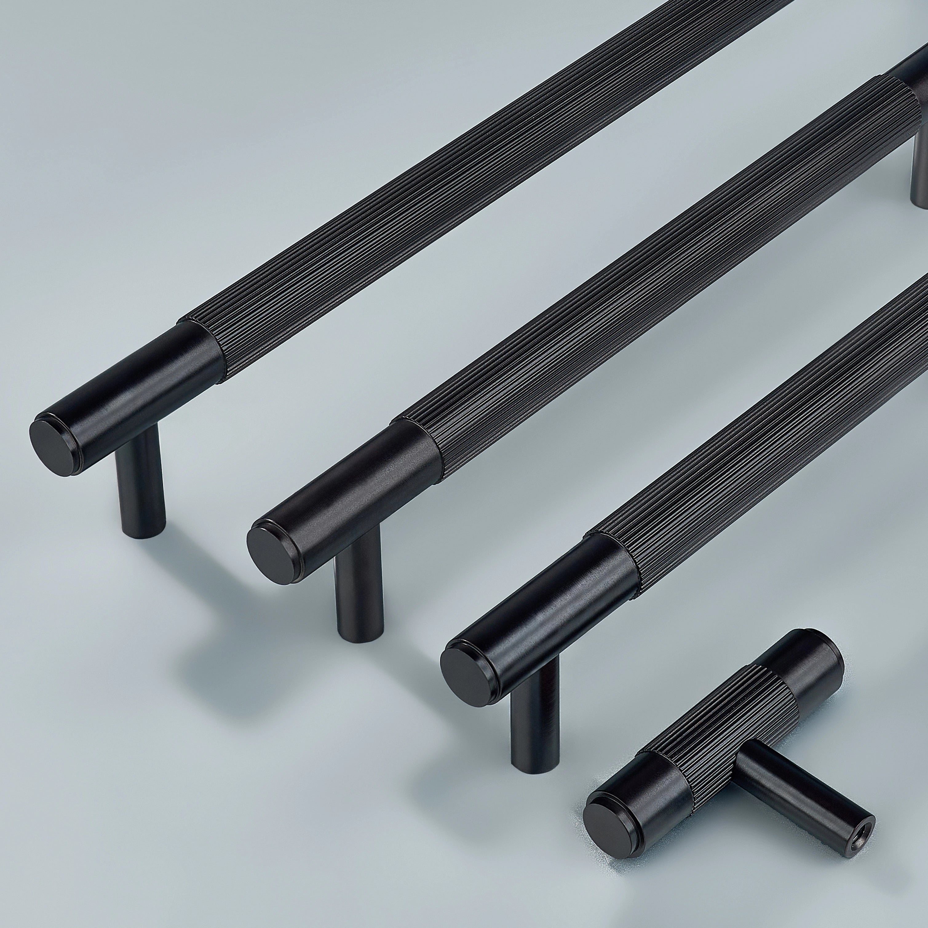 Linear Knurled Cabinet Handles in oil rubbed bronze