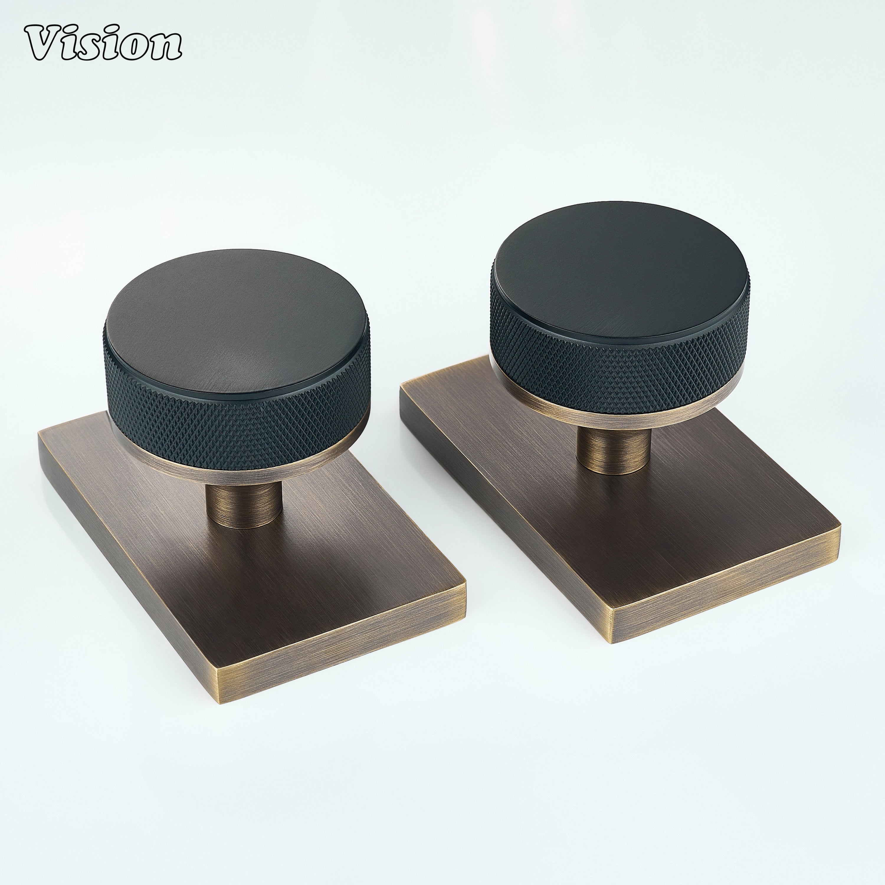 Black and Antique Bronze round knurled door knob for modern interior doors