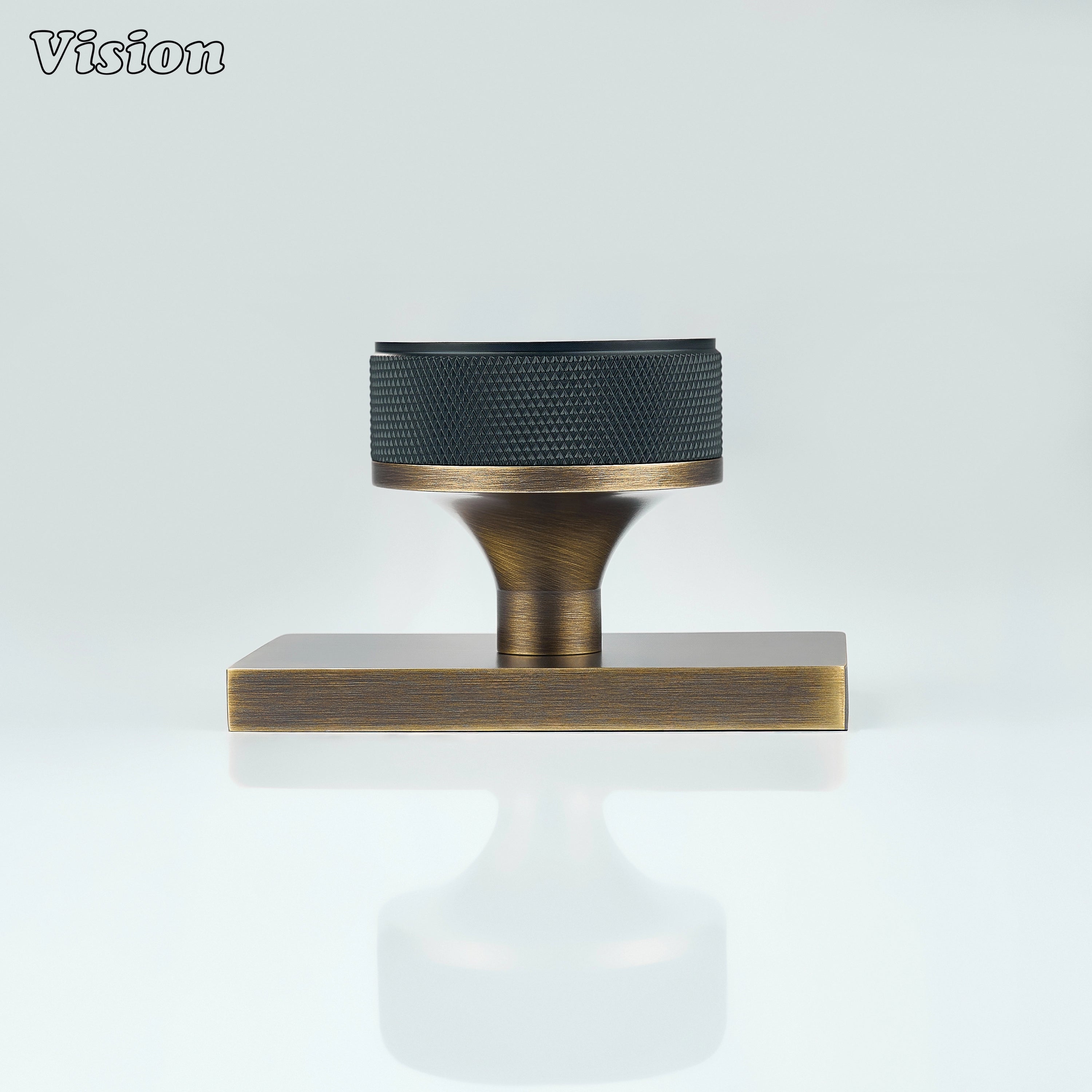 Black and Antique Bronze knurled round door knob for minimalist spaces