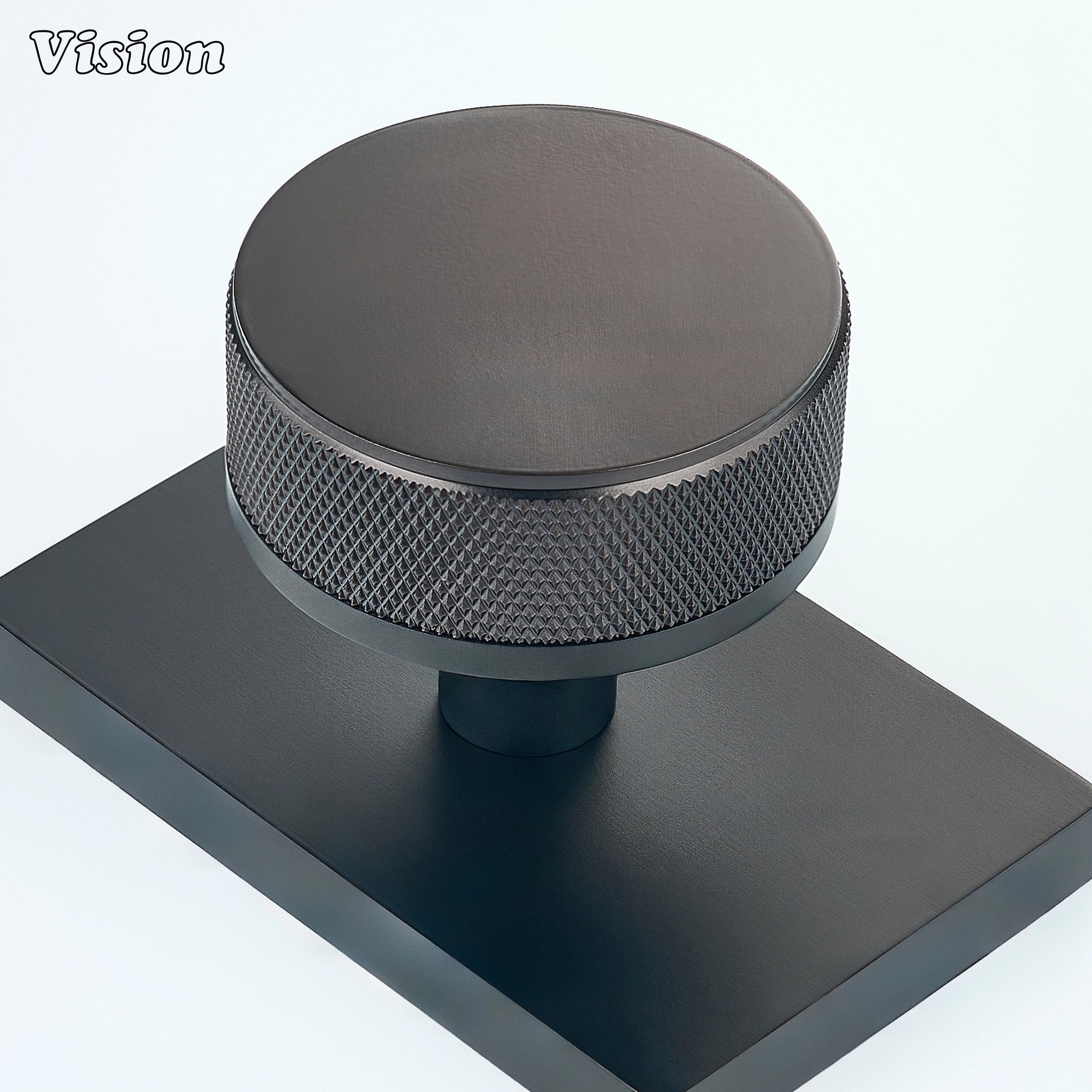 Oil Rubbed Bronze and Black solid brass door knob with rectangular backplate