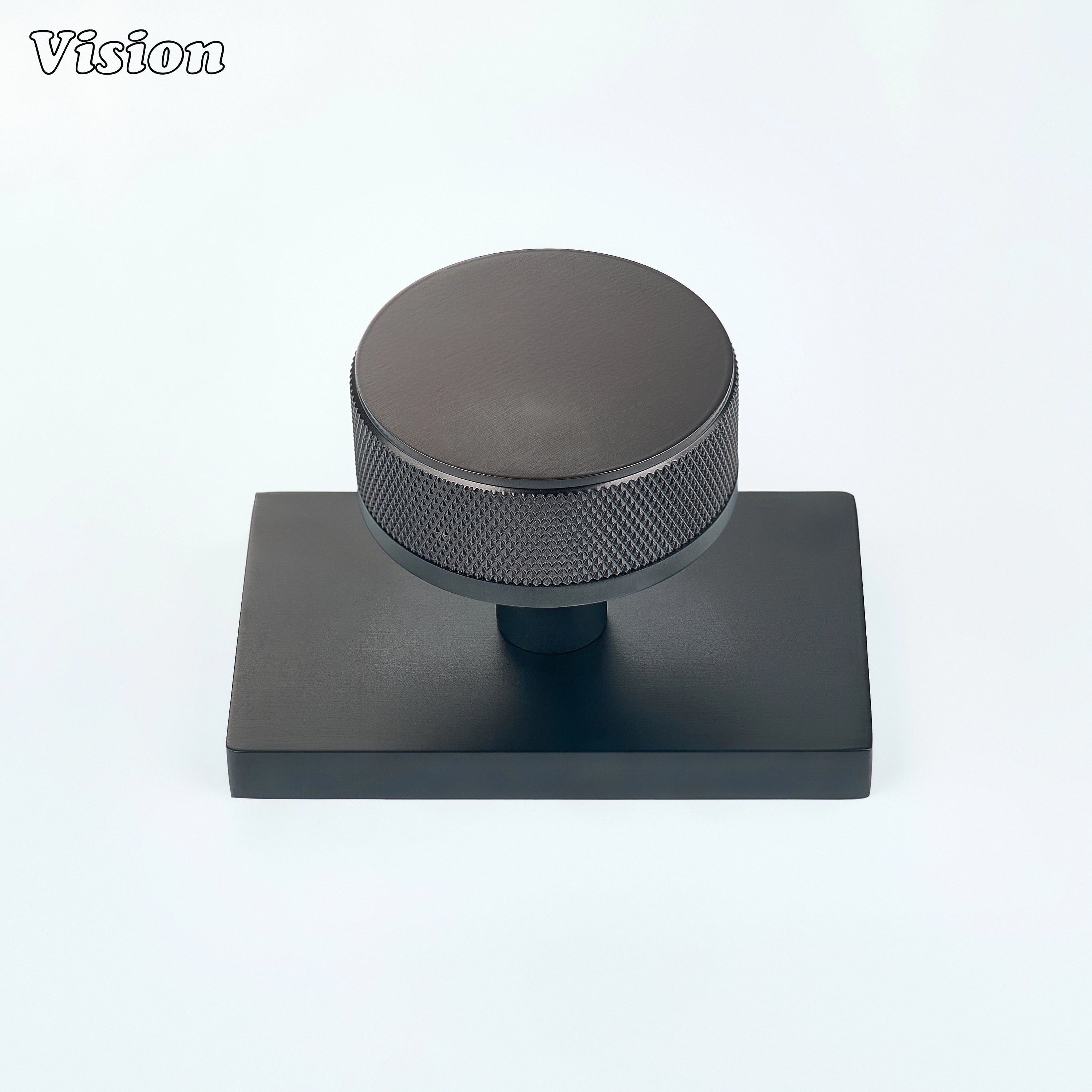 Oil Rubbed Bronze and Black door knob with knurled grip and black conceal plate