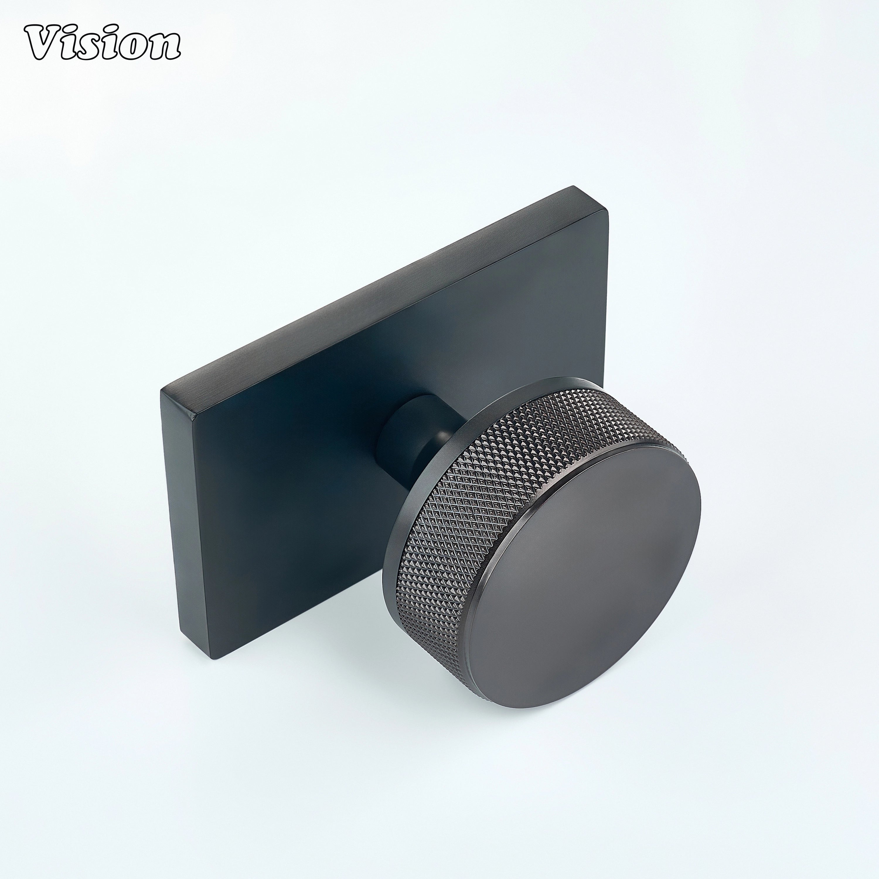 Oil Rubbed Bronze and Black knurled round door knob for minimalist spaces