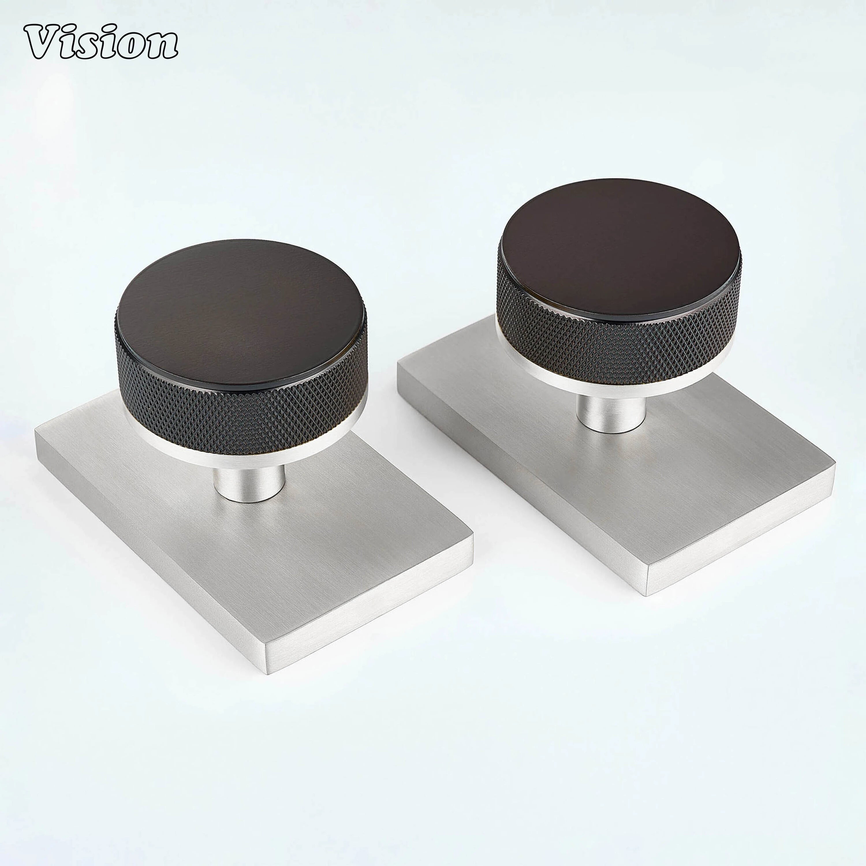 Oil Rubbed Bronze and Silver round knurled door knob for modern interior doors