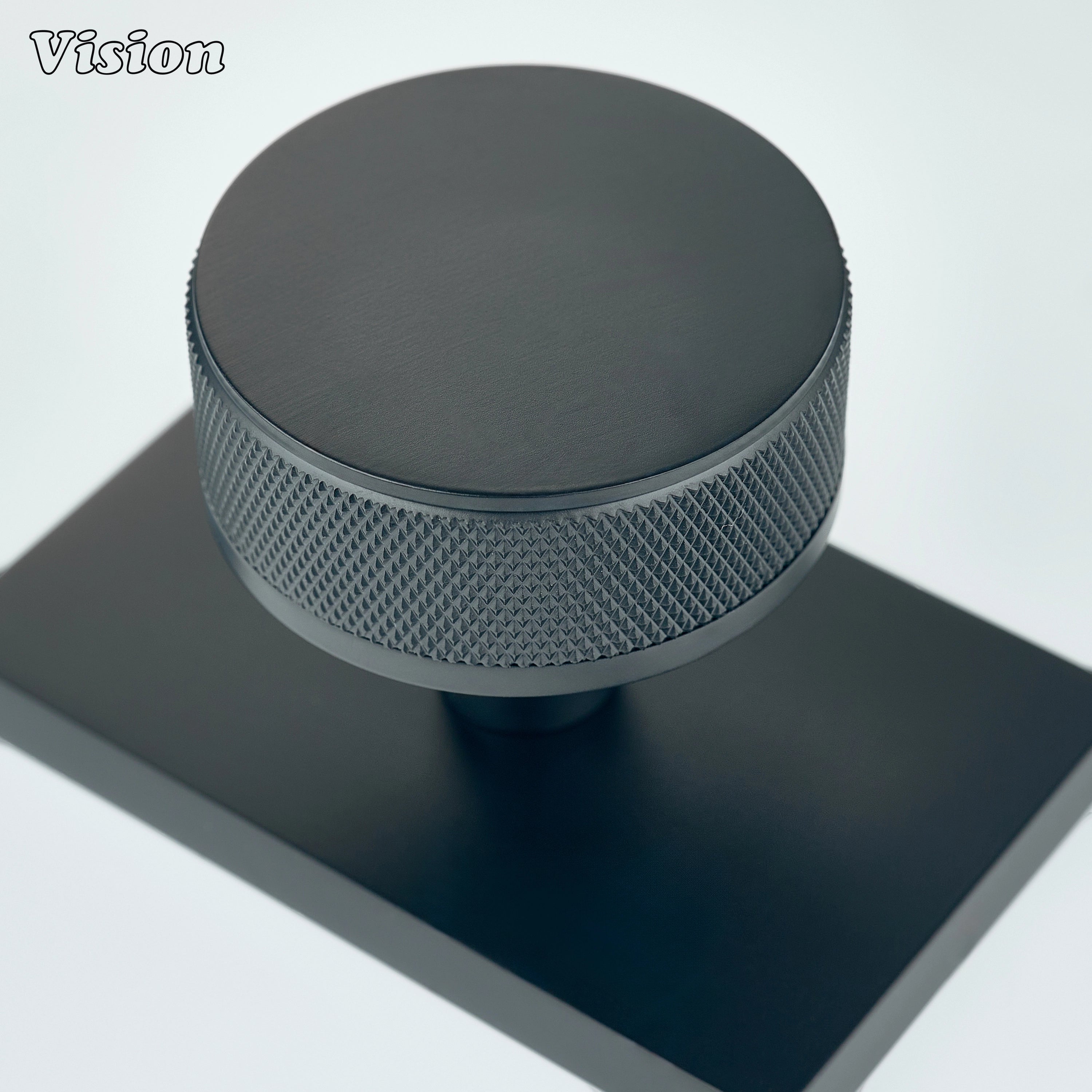 Black solid brass door knob designed for minimalist interior doors