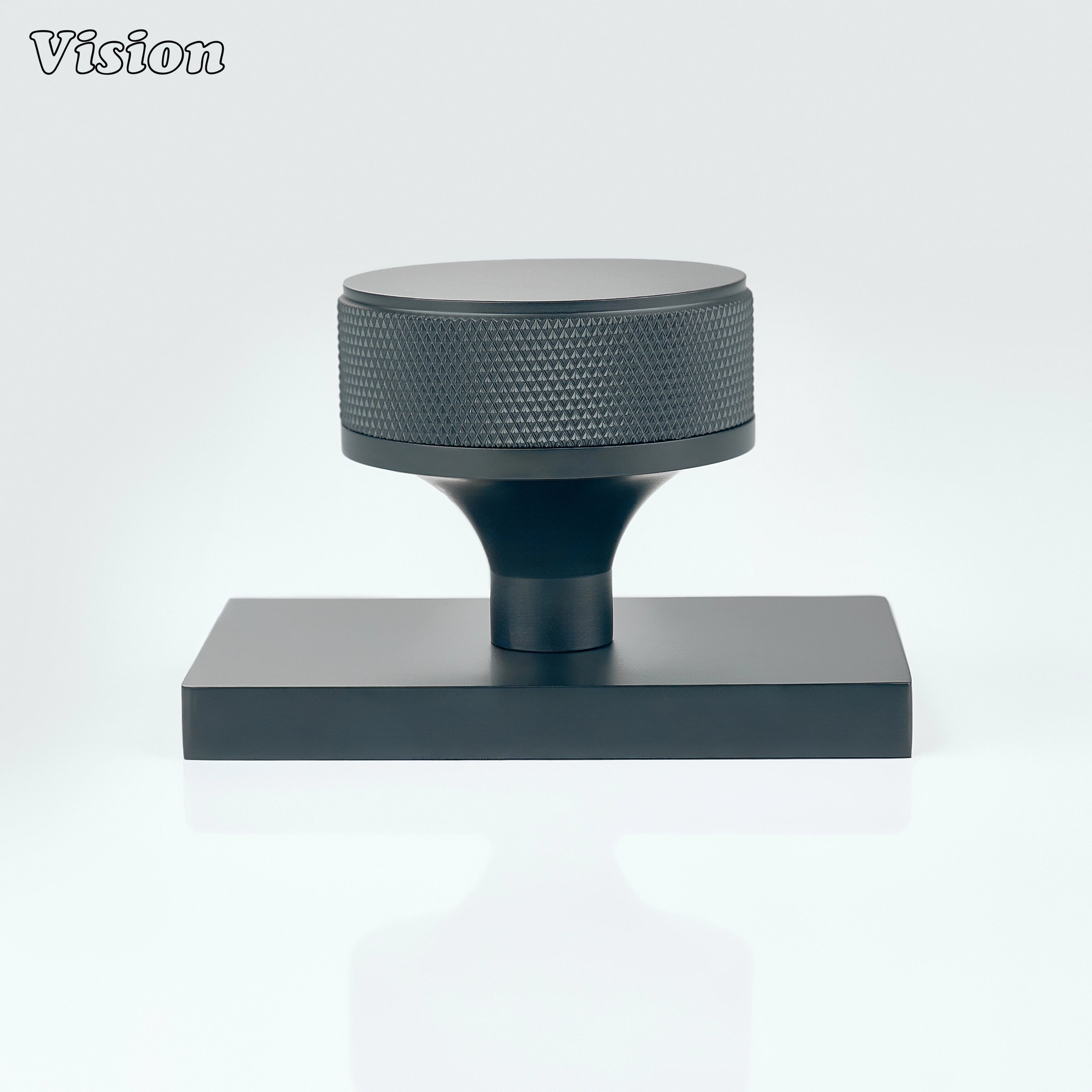 Black round knurled brass door knob for contemporary interior doors