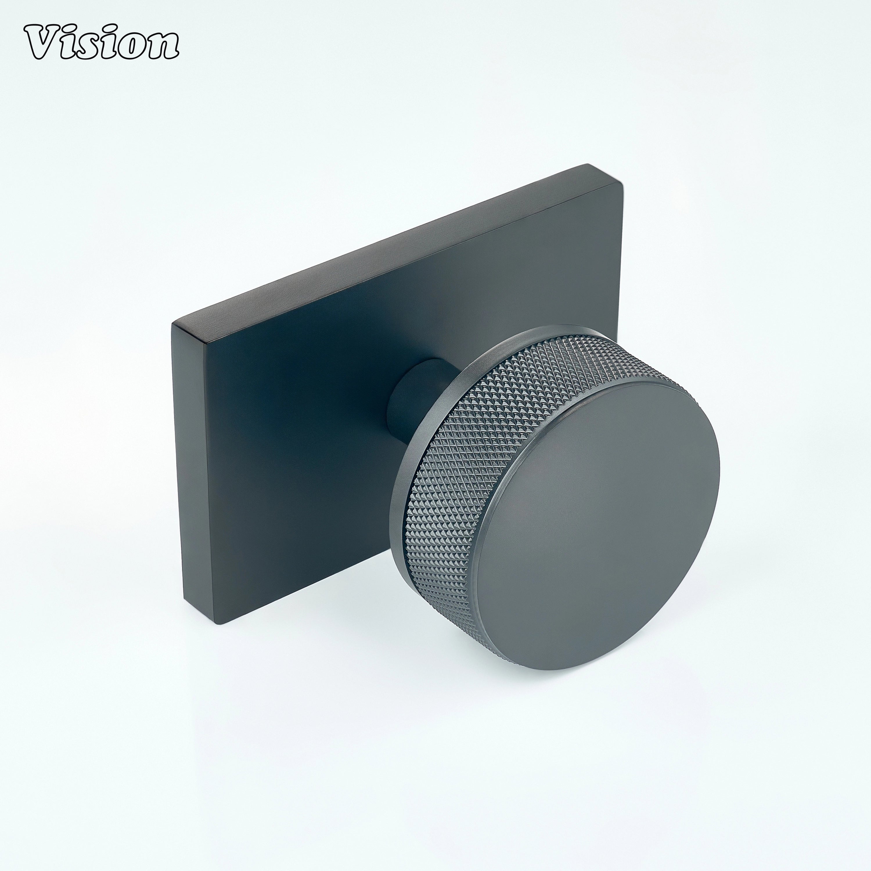Black textured knurled door knob suitable for interior door applications