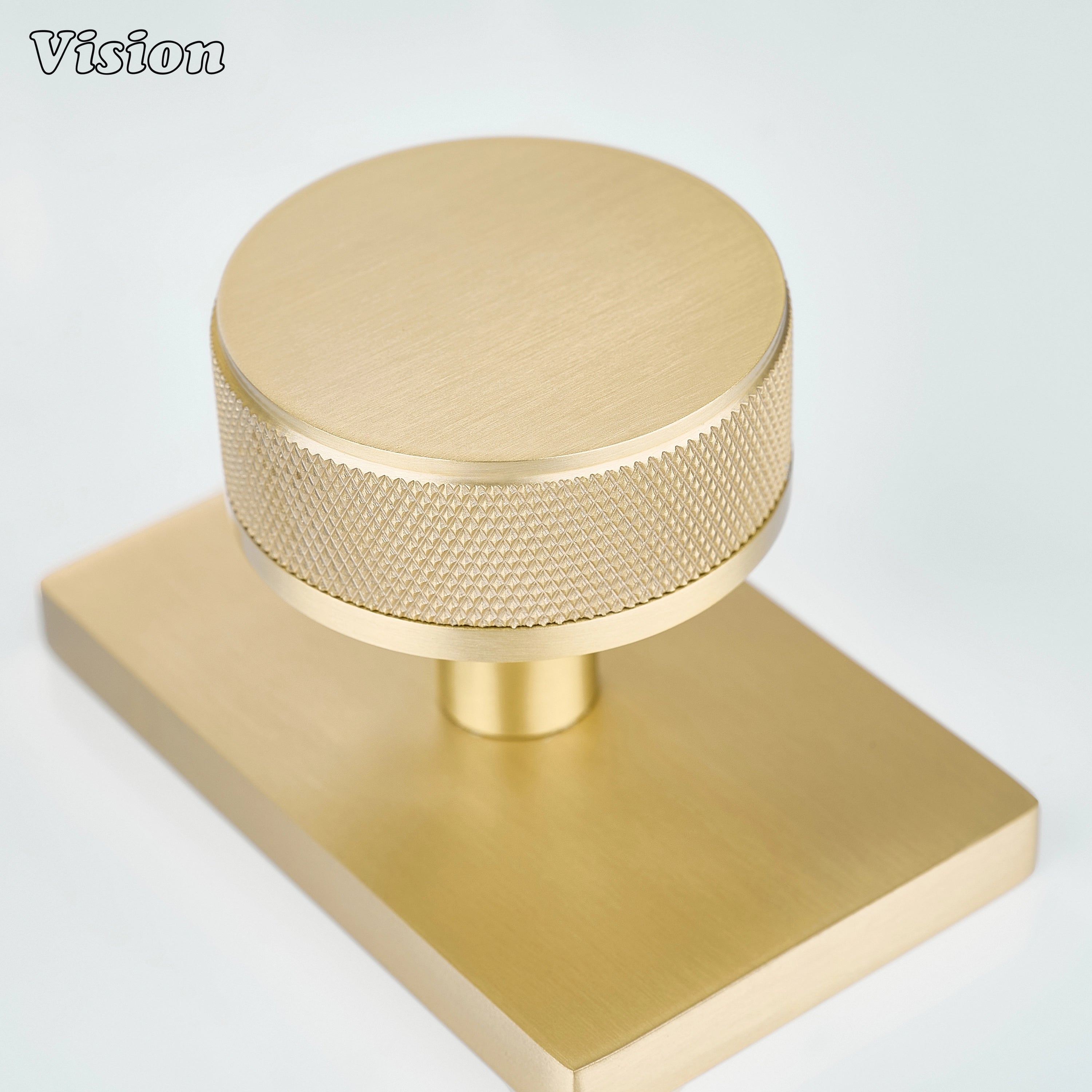 Gold solid brass door knob with textured knurled profile for modern door applications