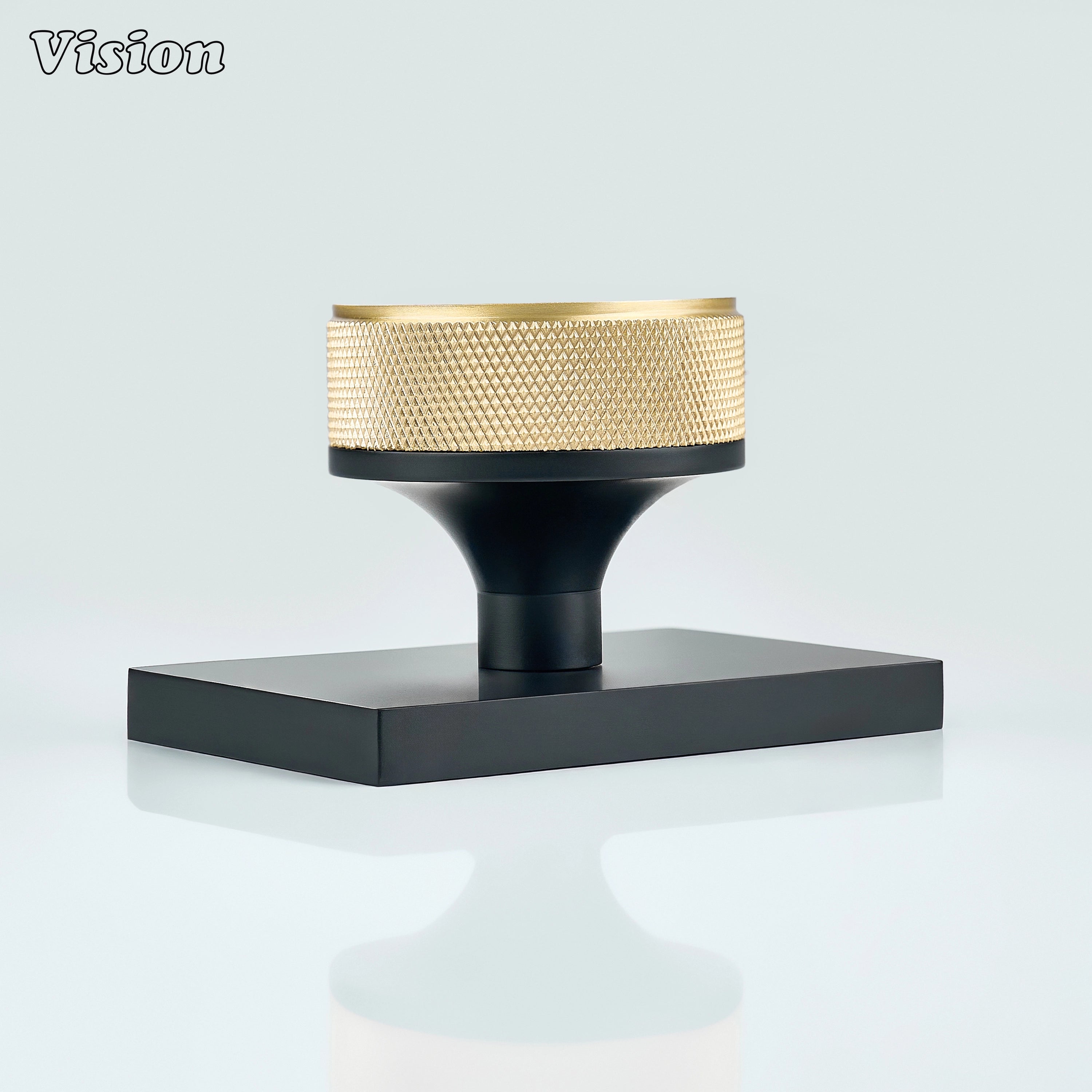Gold and Black round knurled brass door knob for contemporary door hardware