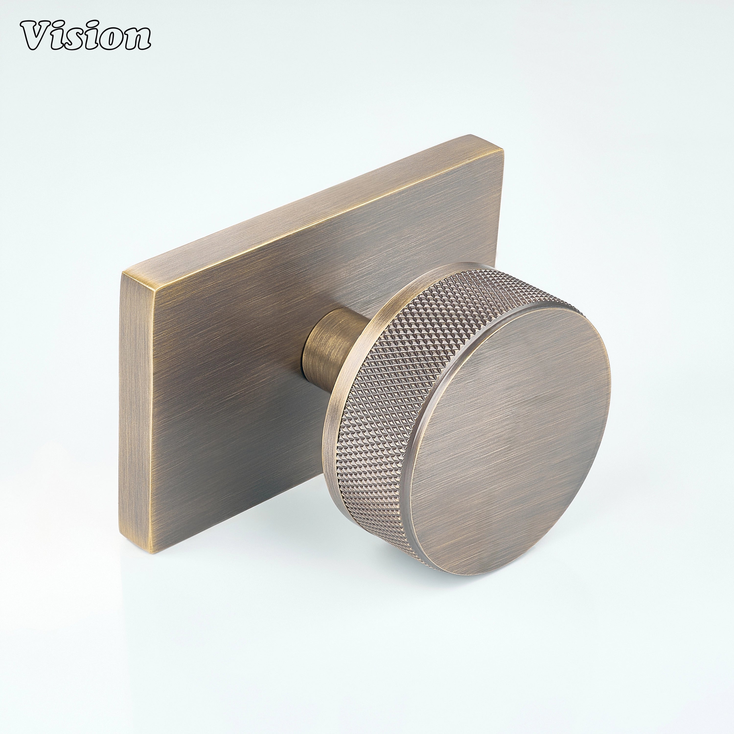 Antique Bronze knurled door knob with rectangular backplate for door hardware