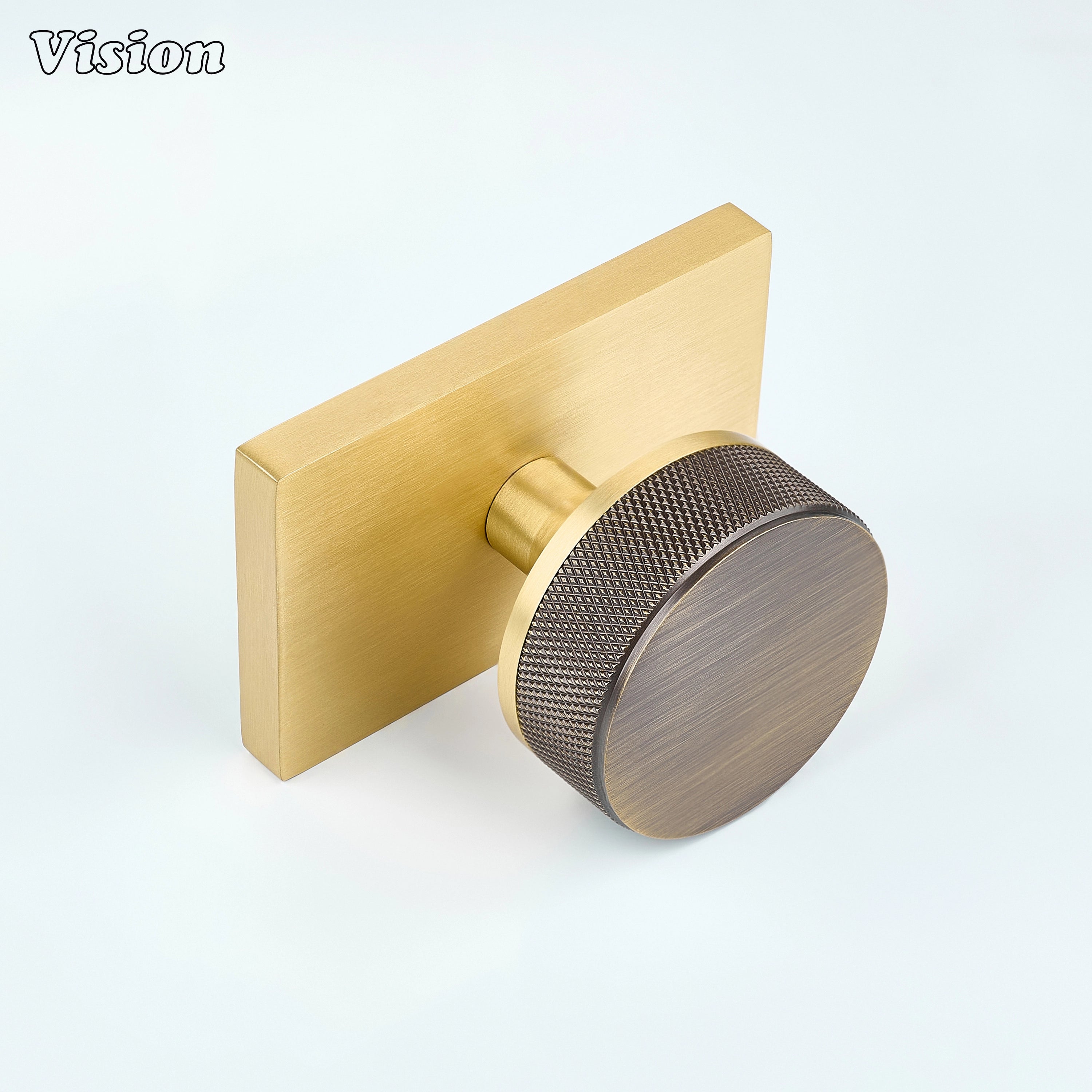 Antique Bronze and Gold door knob with knurled grip and gold conceal plate