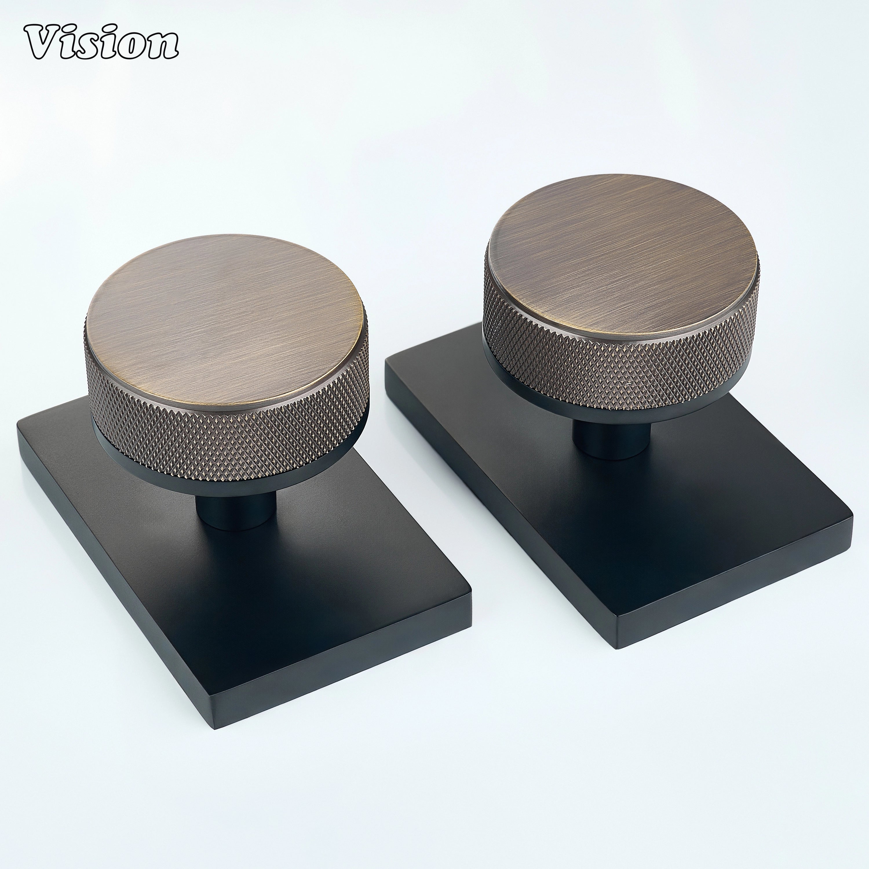 Antique Bronze and Black round knurled door knob for modern interior doors