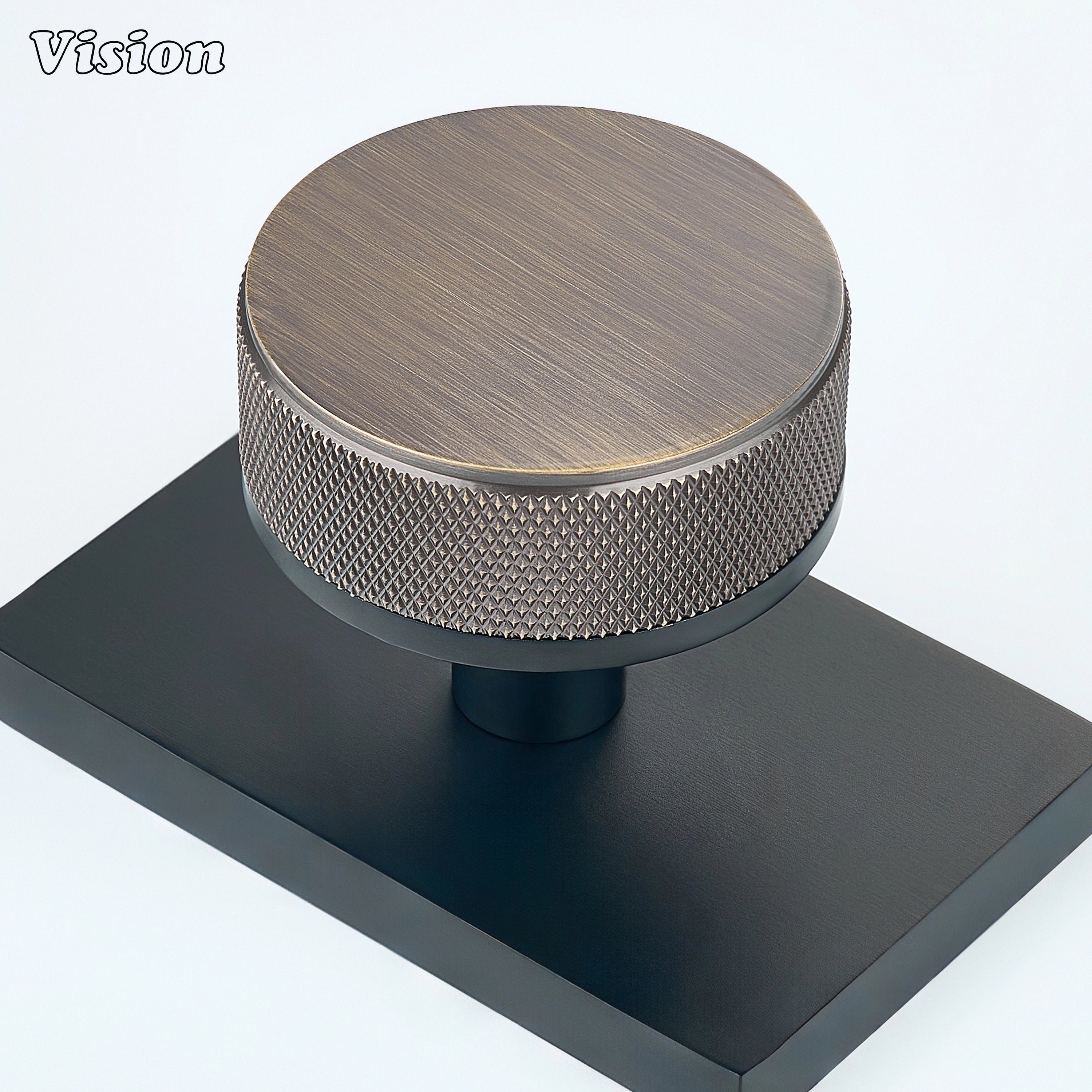 Antique Bronze and Black solid brass door knob with rectangular backplate