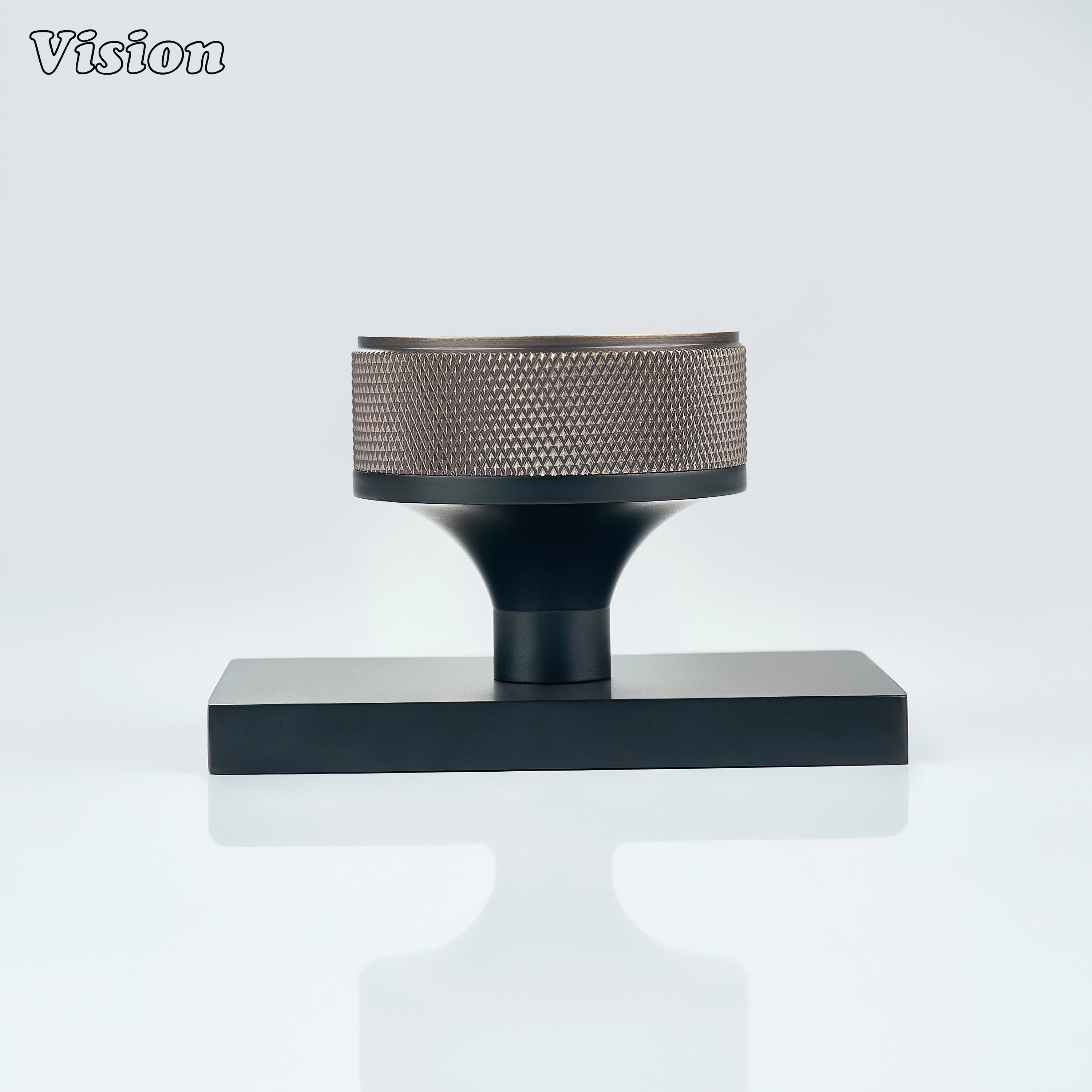 Antique Bronze and Black knurled round door knob for minimalist spaces