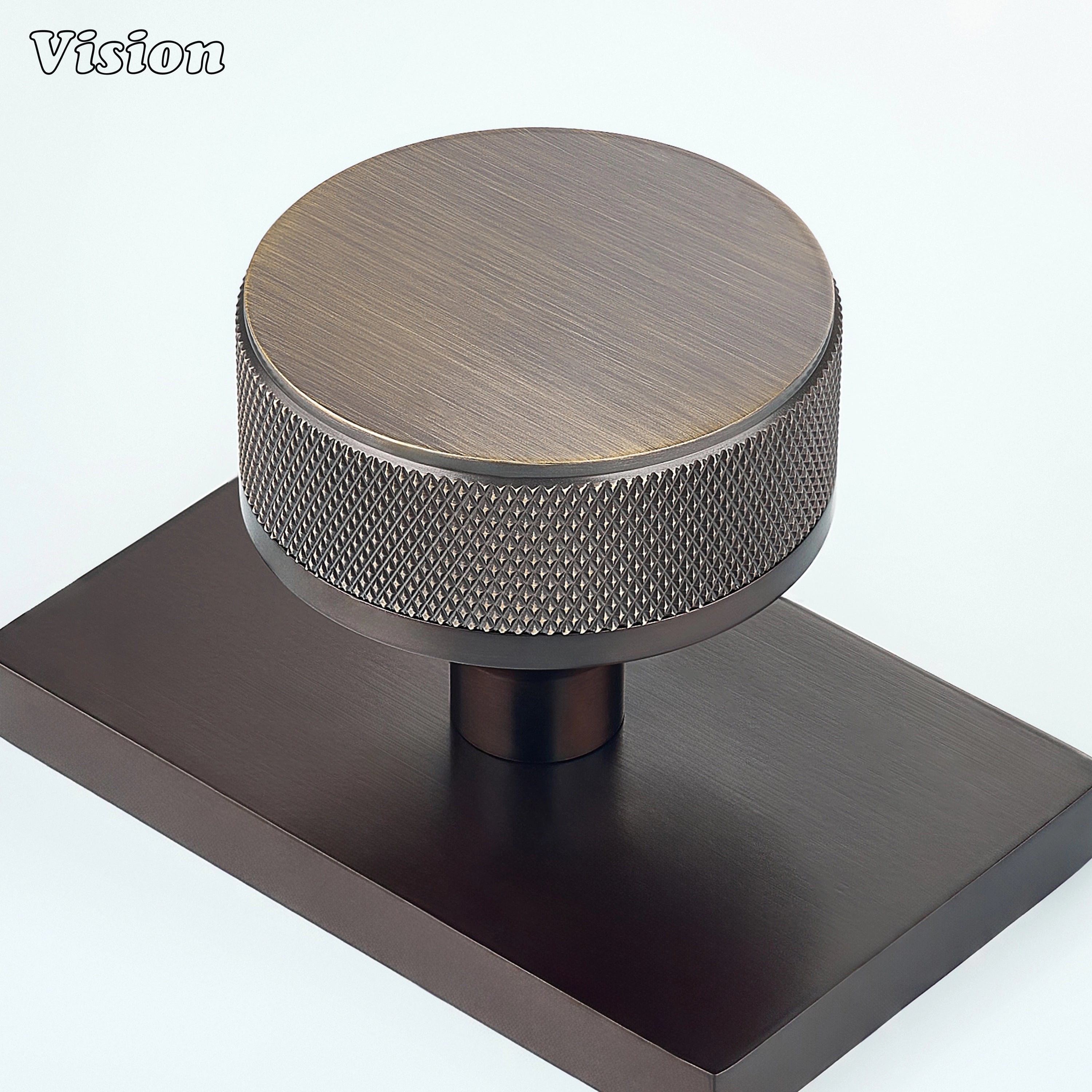 Antique Bronze and Oil Rubbed Bronze solid brass door knob with rectangular backplate