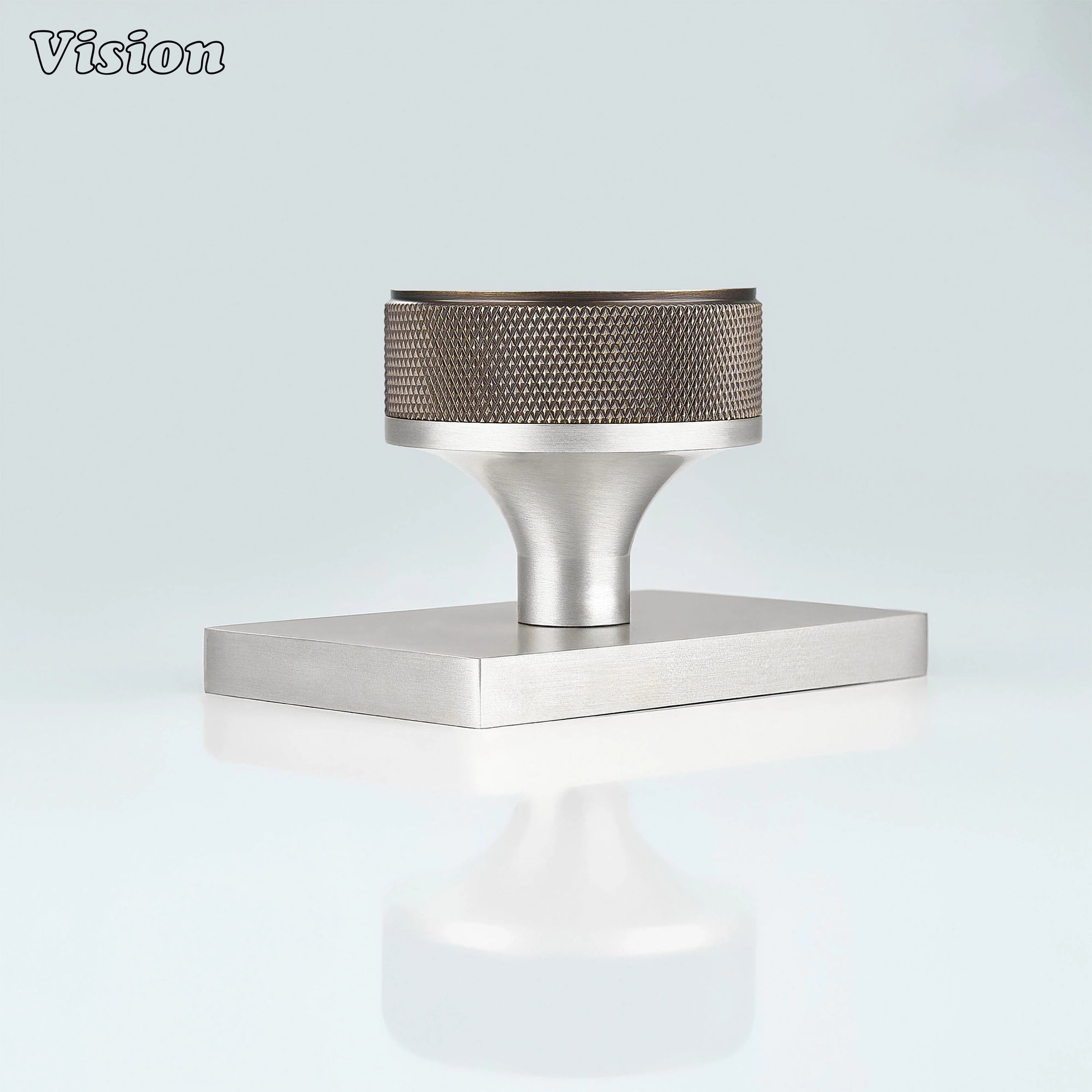 Antique Bronze and Silver knurled door knob designed for minimalist interiors