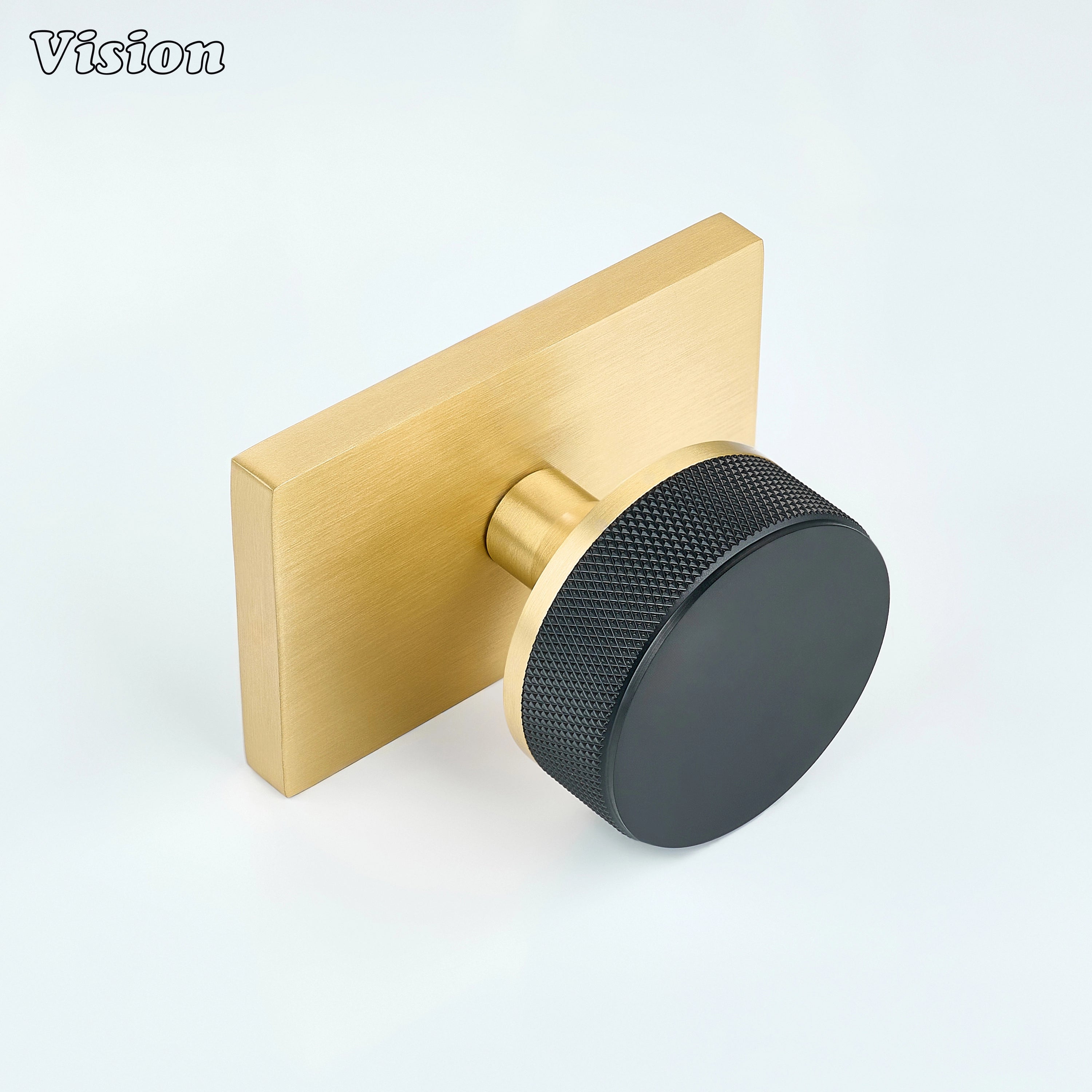 Black and Gold round knurled brass door knob for contemporary door hardware
