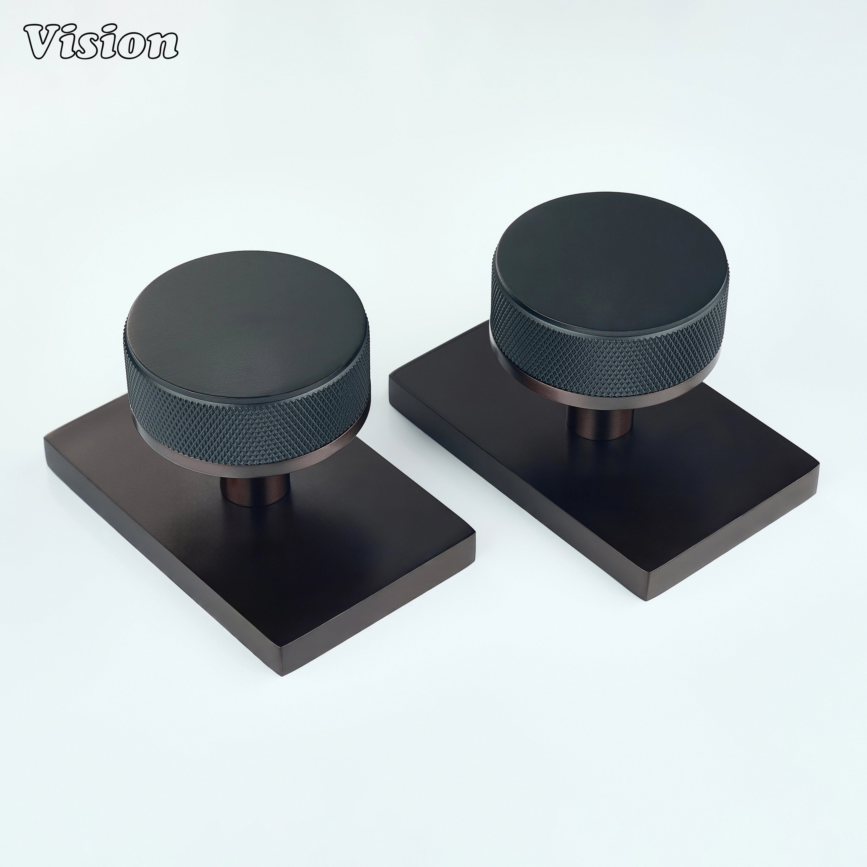 Black and Oil Rubbed Bronze round knurled door knob for modern interior doors