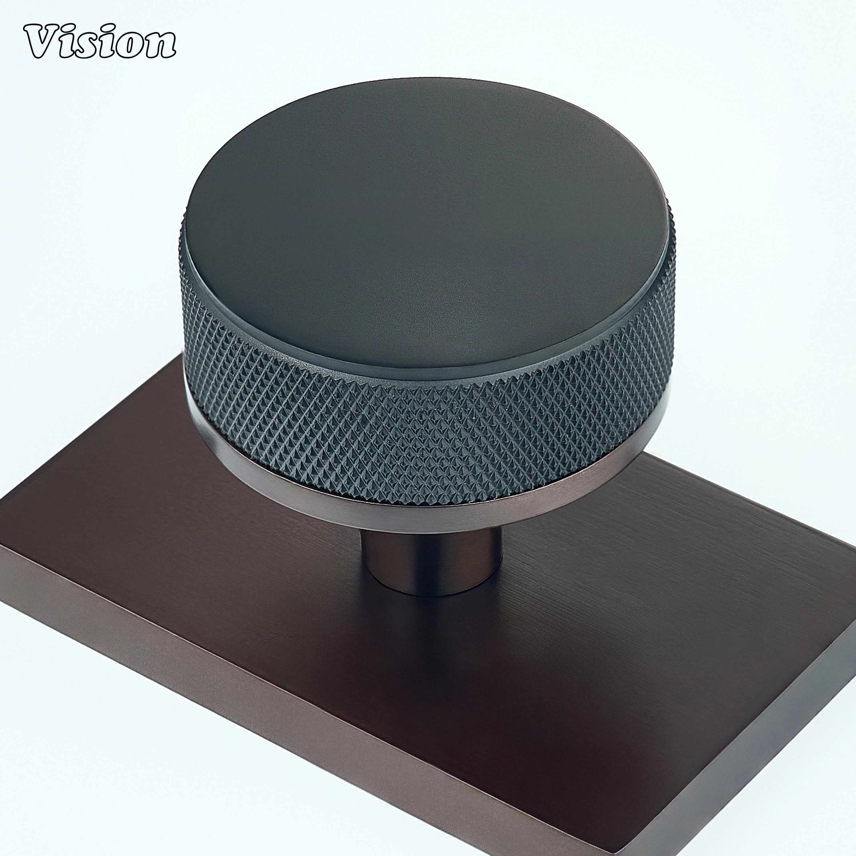 Black and Oil Rubbed Bronze solid brass door knob with rectangular backplate