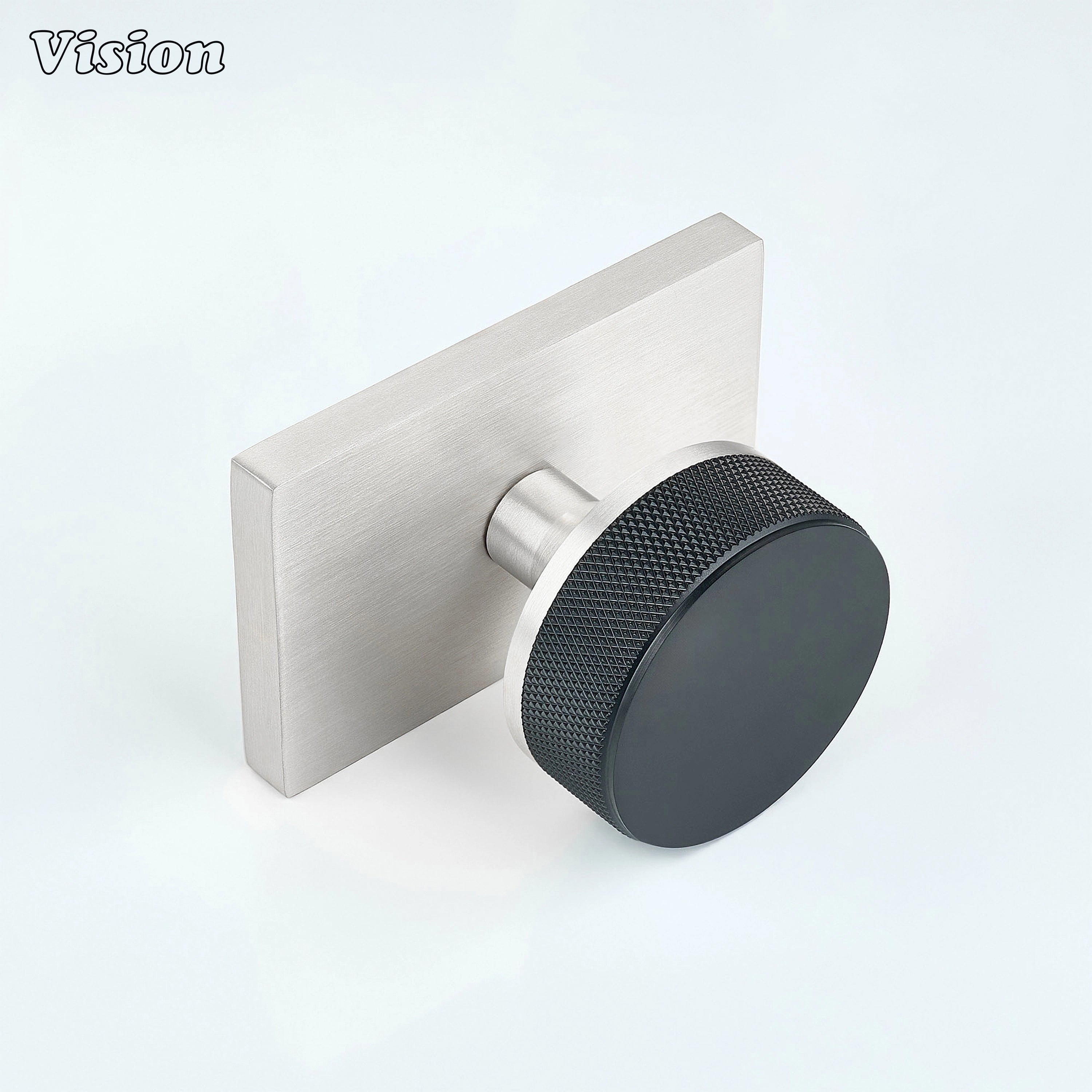 Black and Silver knurled door knob suitable for minimalist interior spaces