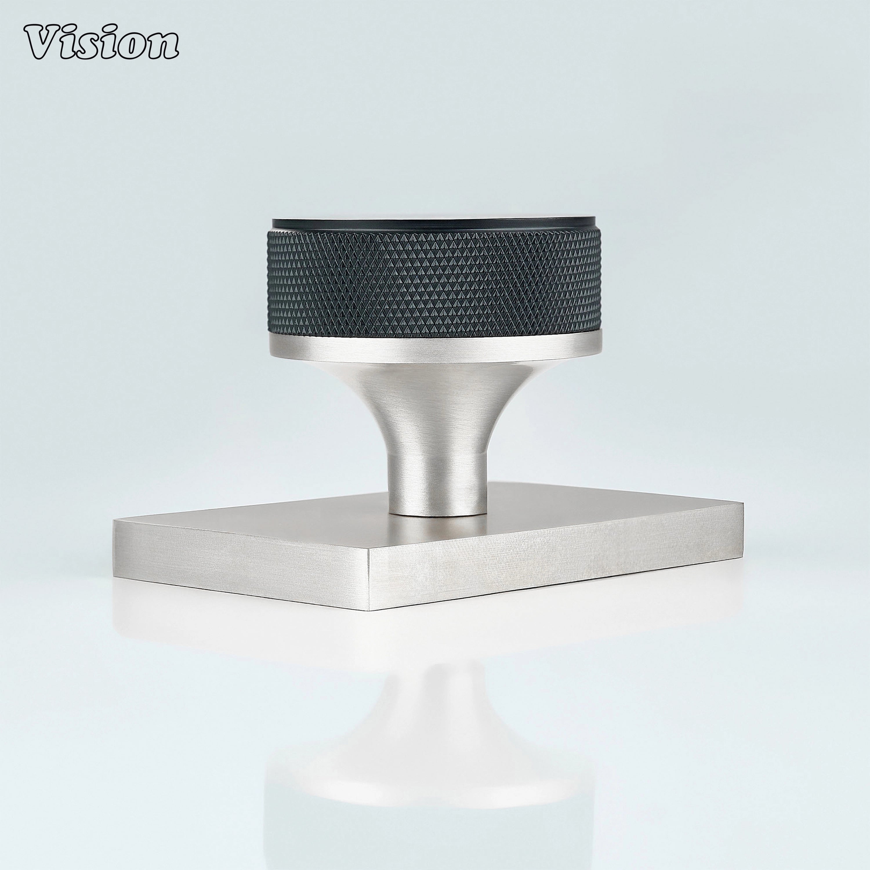 Black and Silver round knurled brass door knob for contemporary door hardware