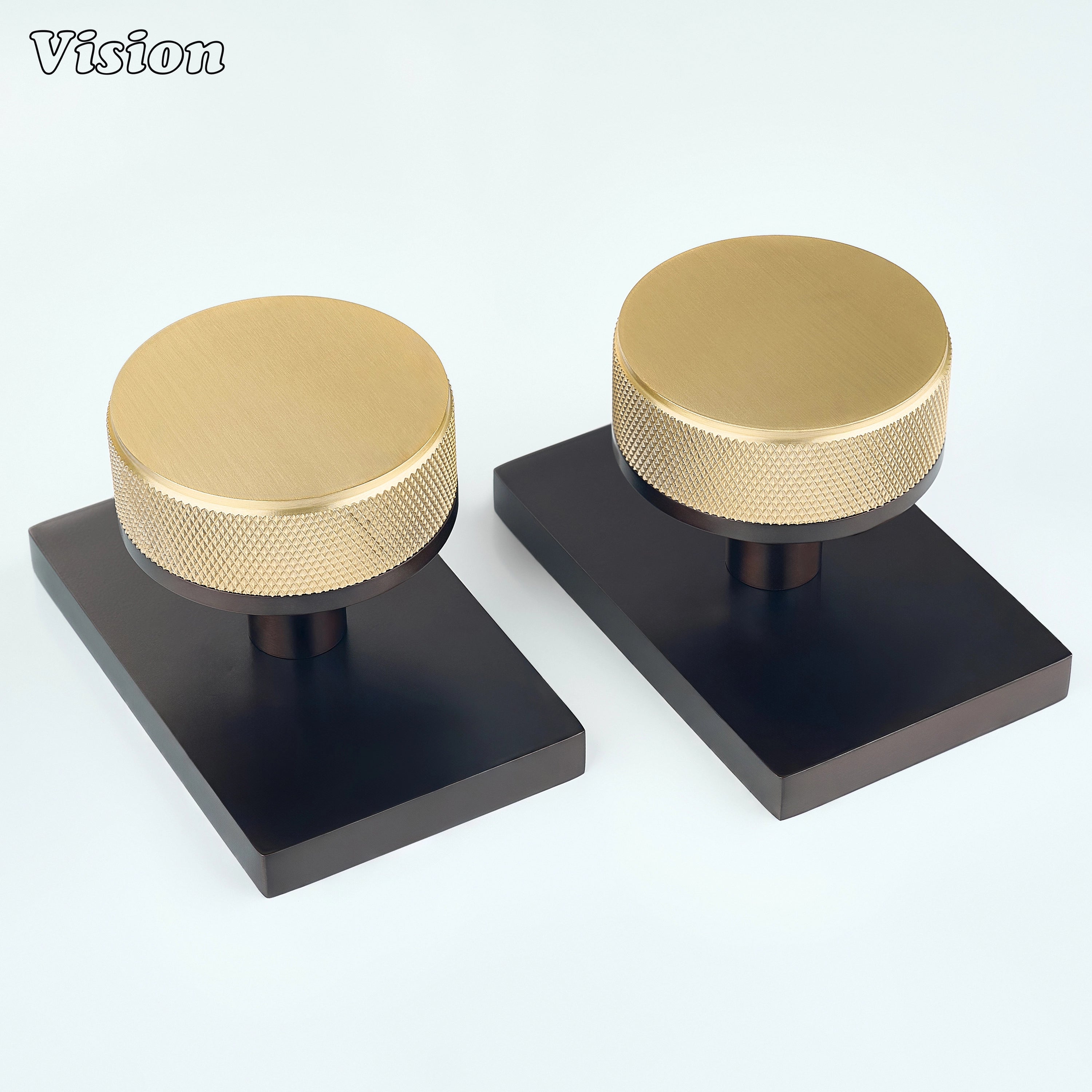 Gold and Oil Rubbed Bronze round knurled door knob for modern interior doors