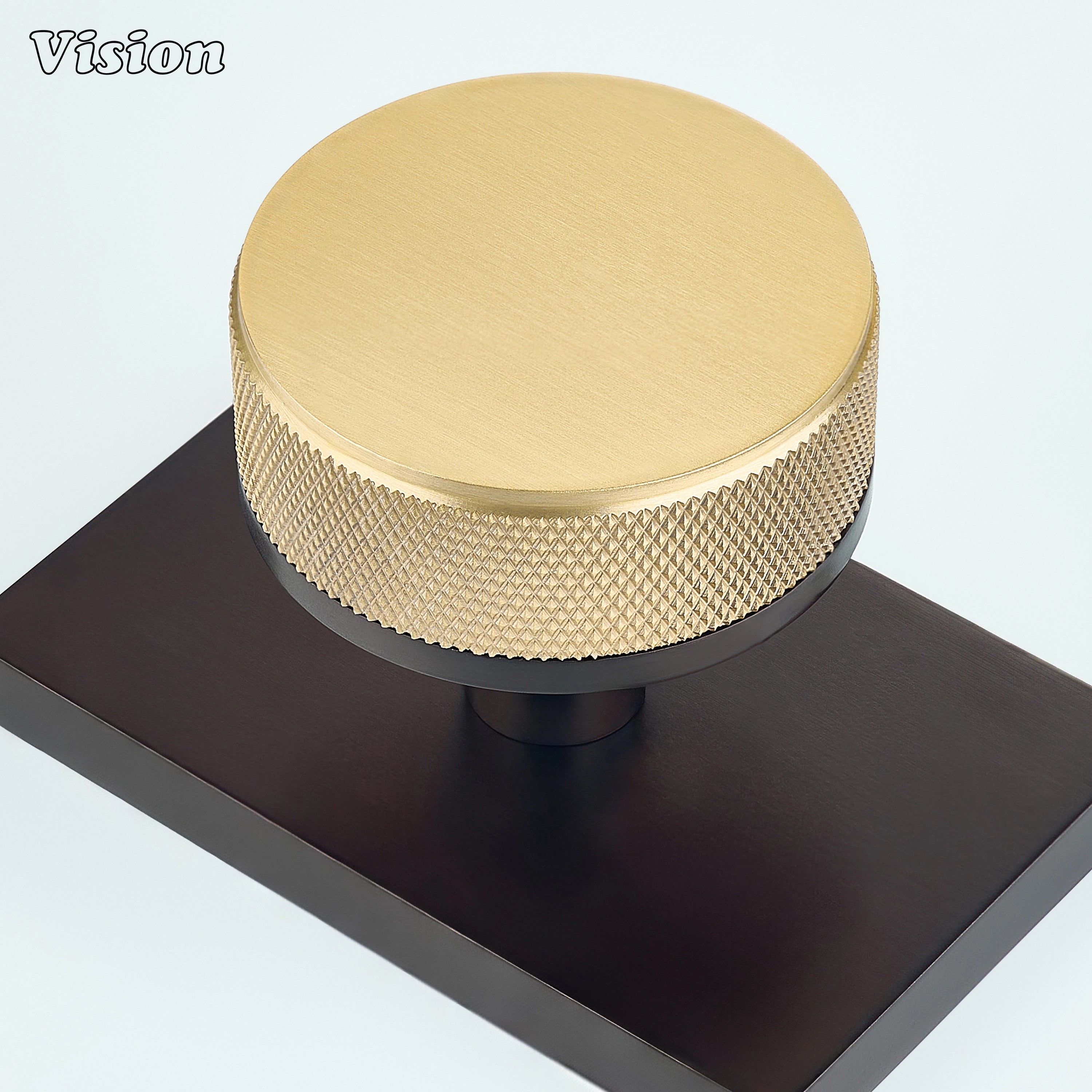 Gold and Oil Rubbed Bronze solid brass door knob with rectangular backplate