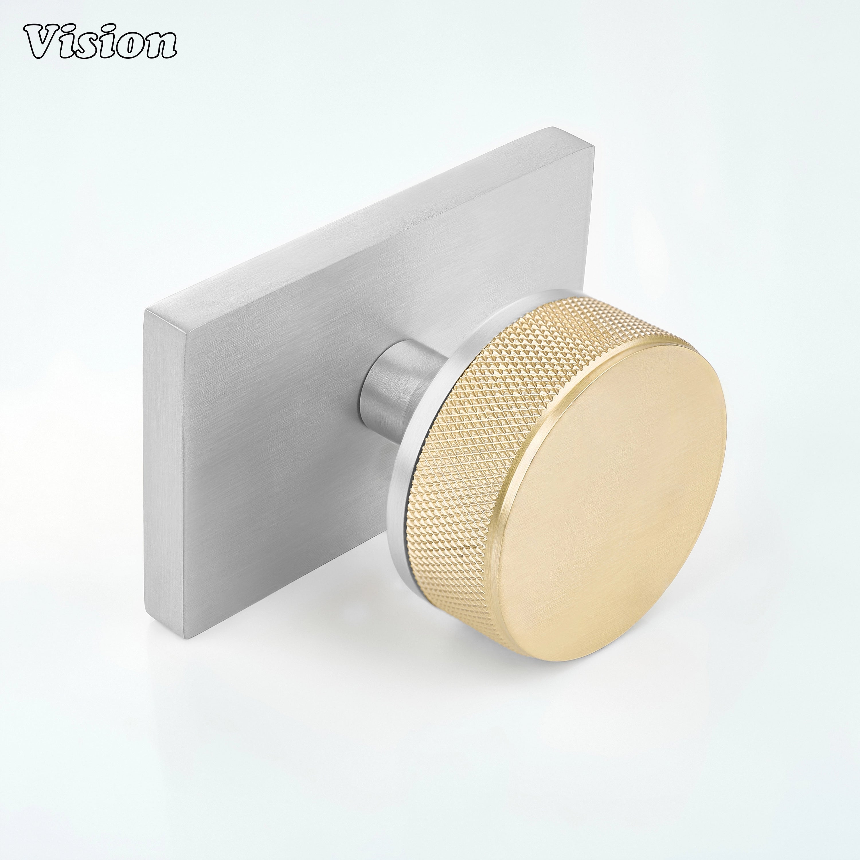 Gold and Silver knurled round door knob for industrial interior doors