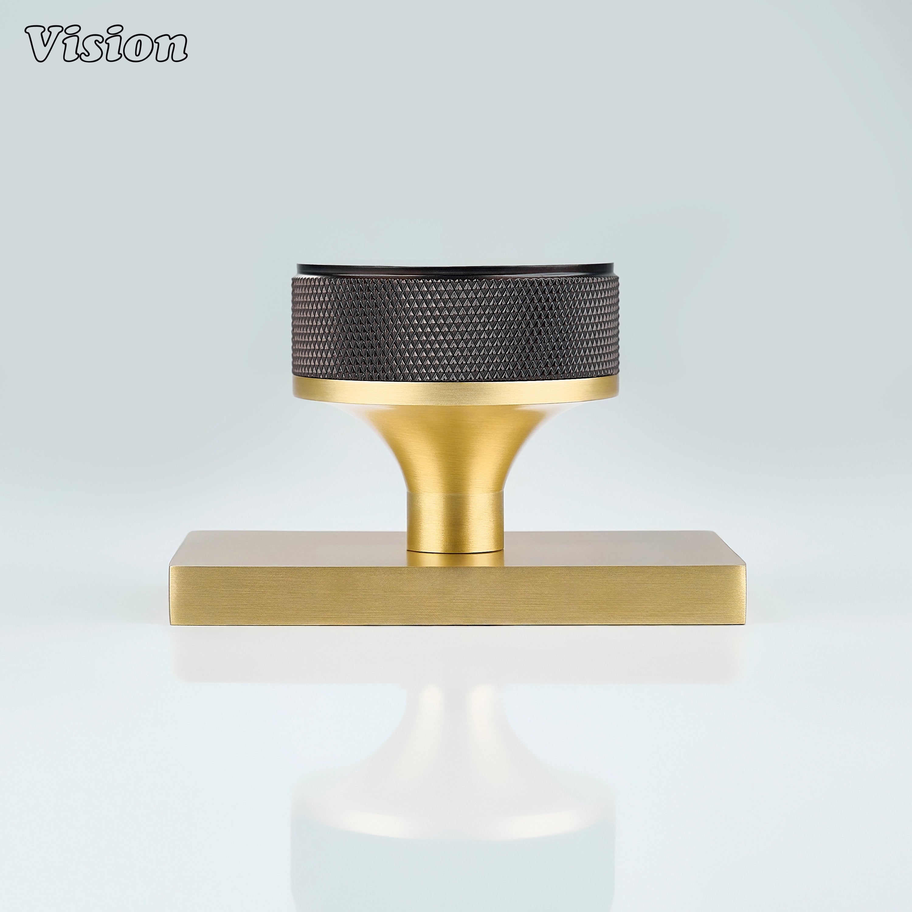 Oil Rubbed Bronze and Gold knurled round door knob for minimalist spaces