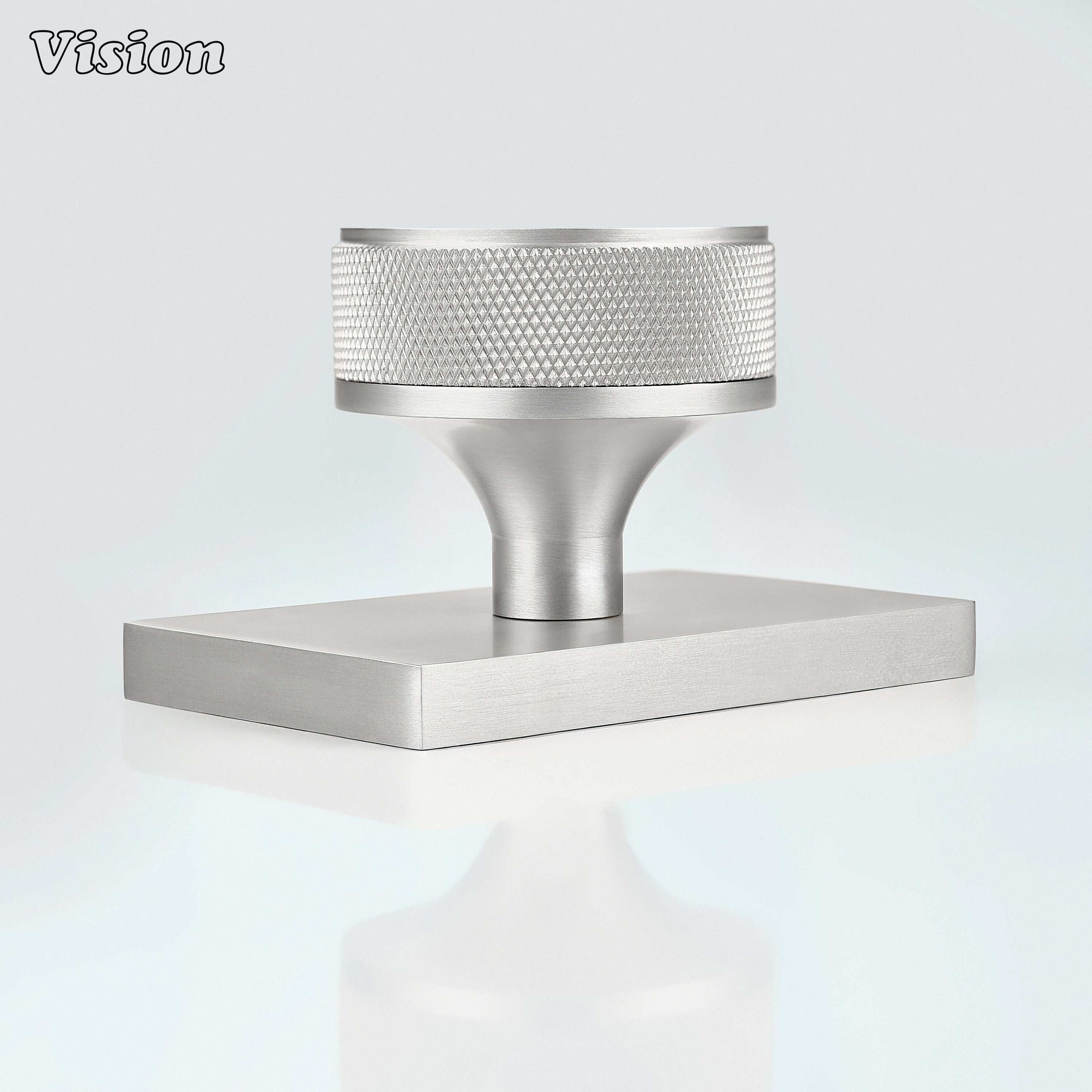 Silver round knurled brass door knob for contemporary interior doors