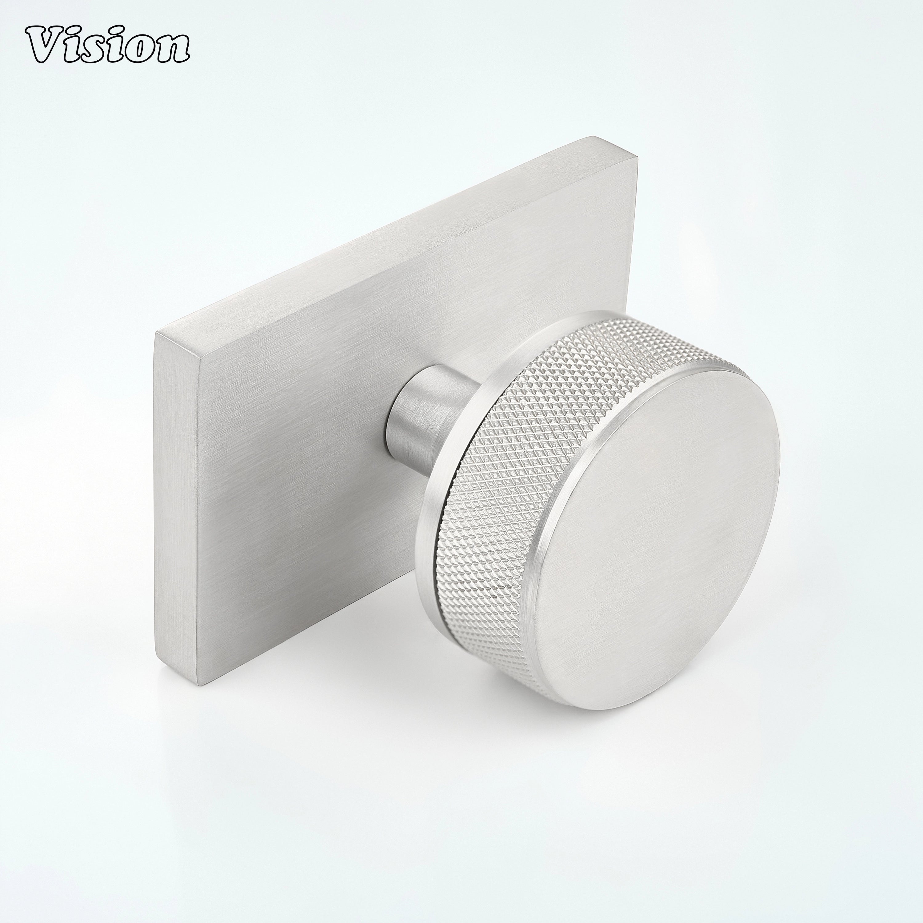 Silver textured knurled door knob for modern interior door setups