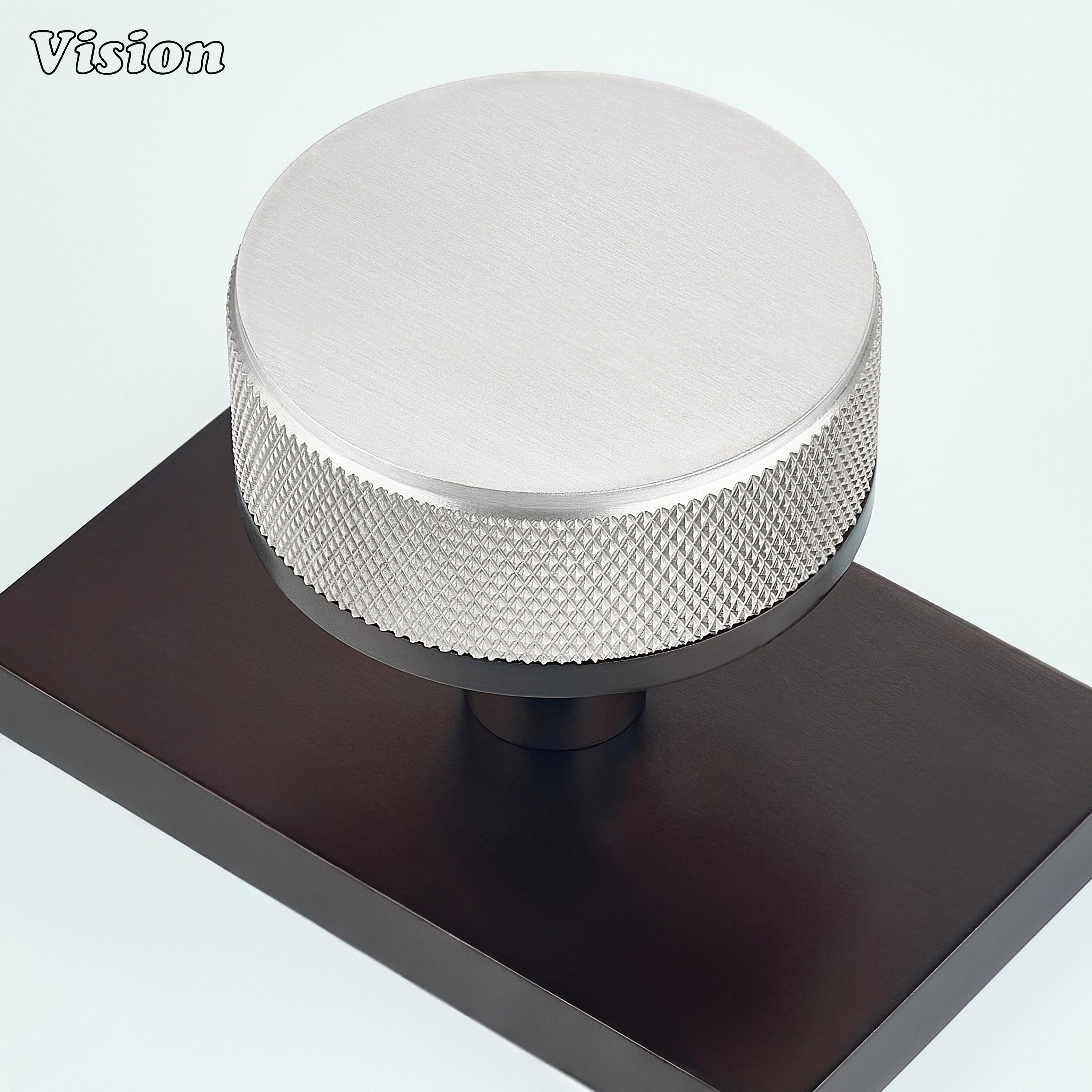 Silver and Oil Rubbed Bronze solid brass door knob with rectangular backplate