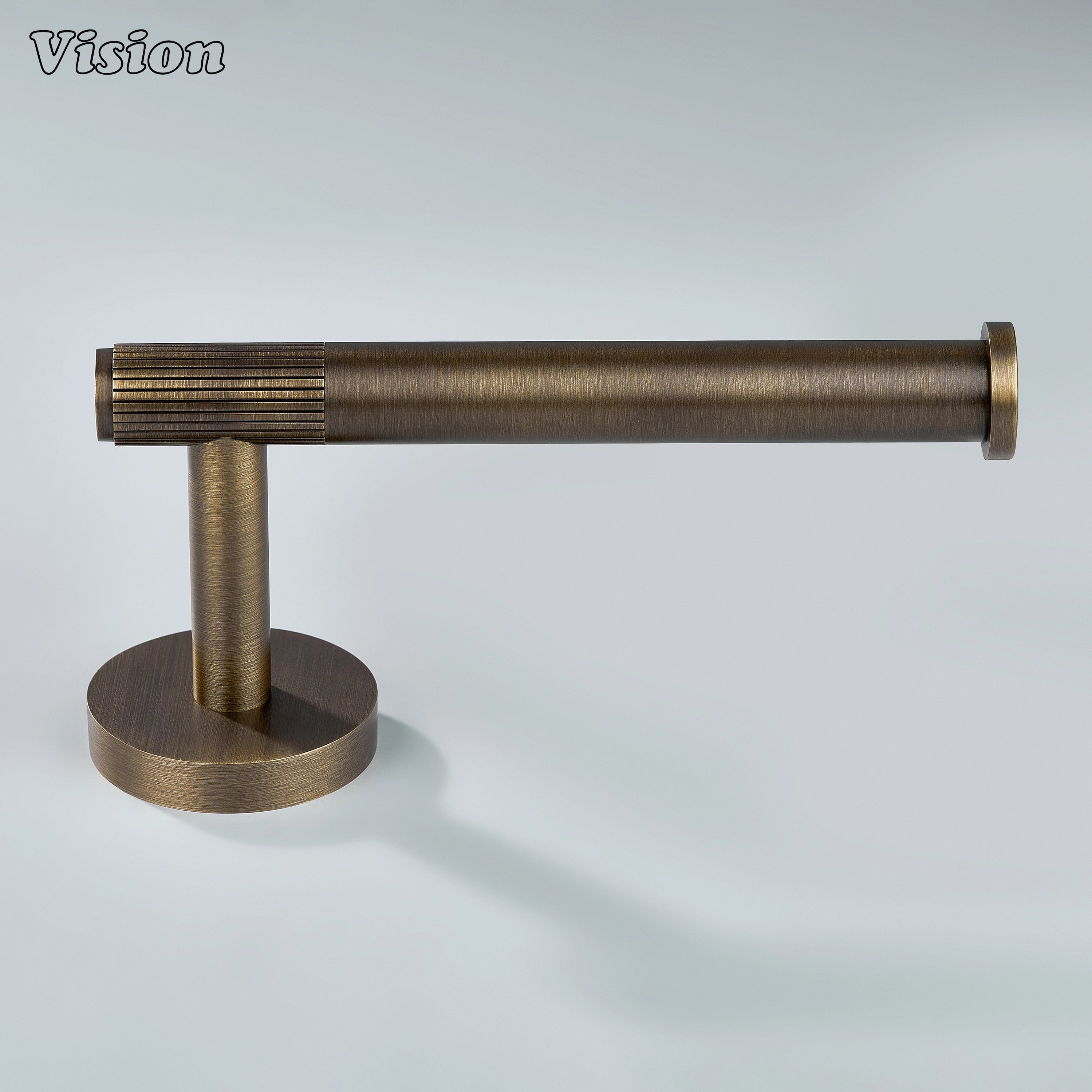 Wall mounted brass toilet paper holder in Antique Bronze with straight bar