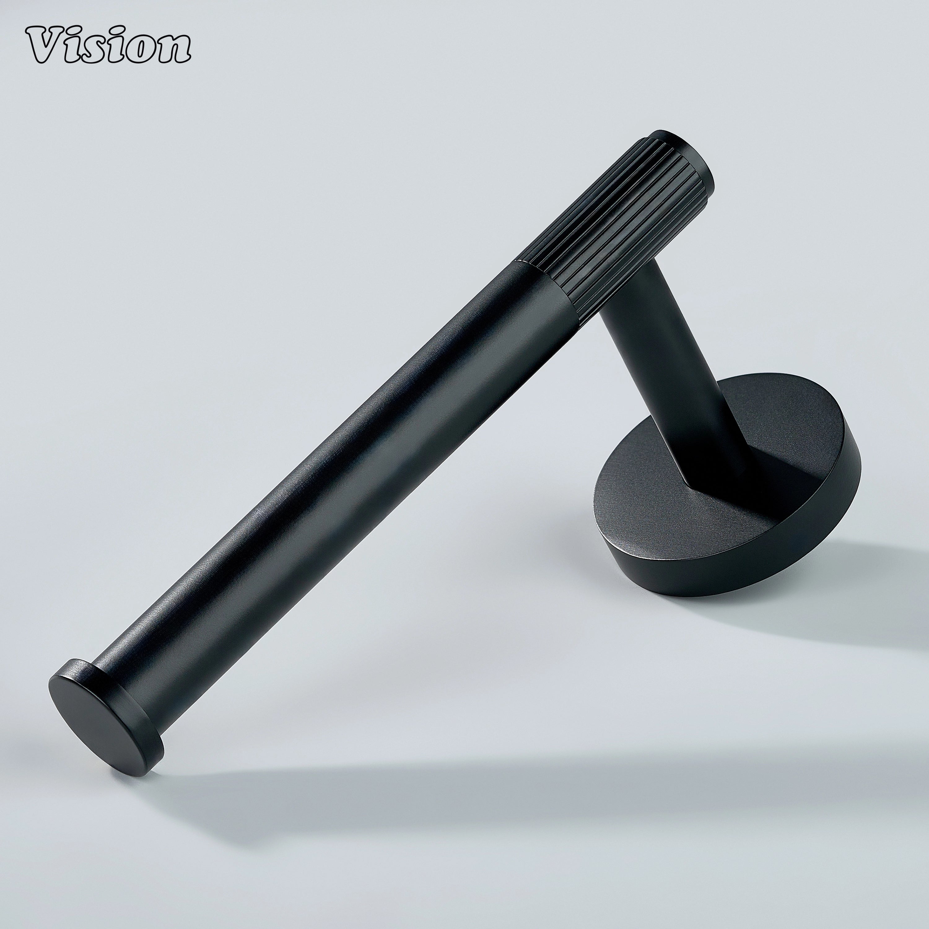 Brass toilet paper holder with linear knurled bar in Black finish