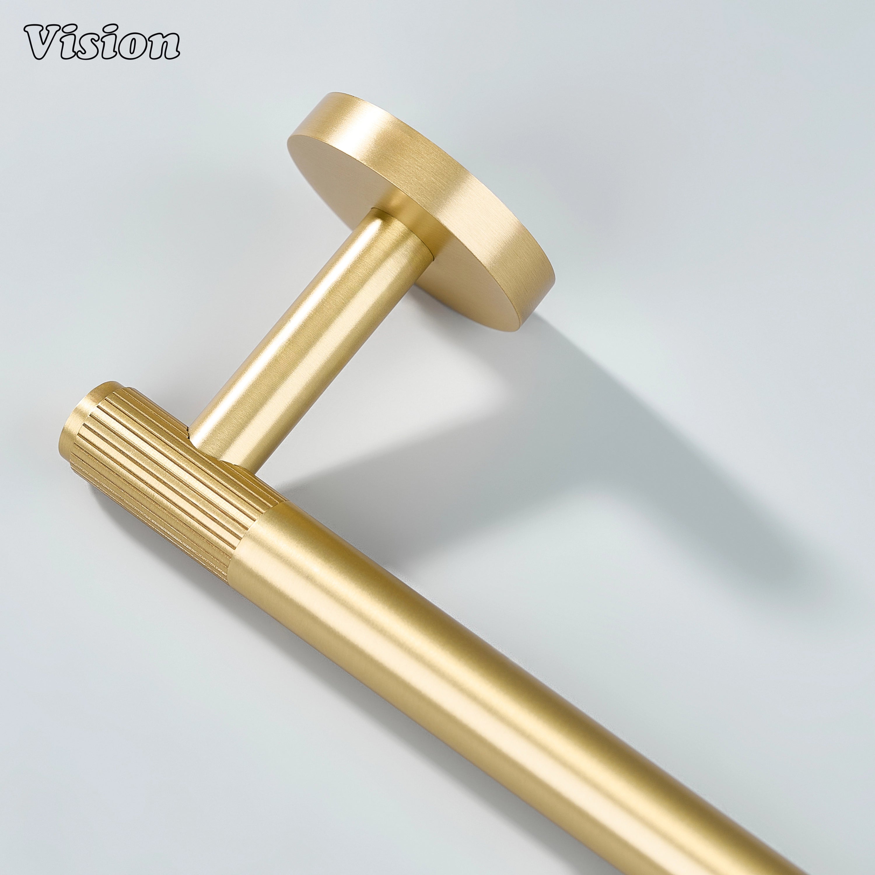 Gold finish brass toilet roll holder with clean bar design for powder rooms