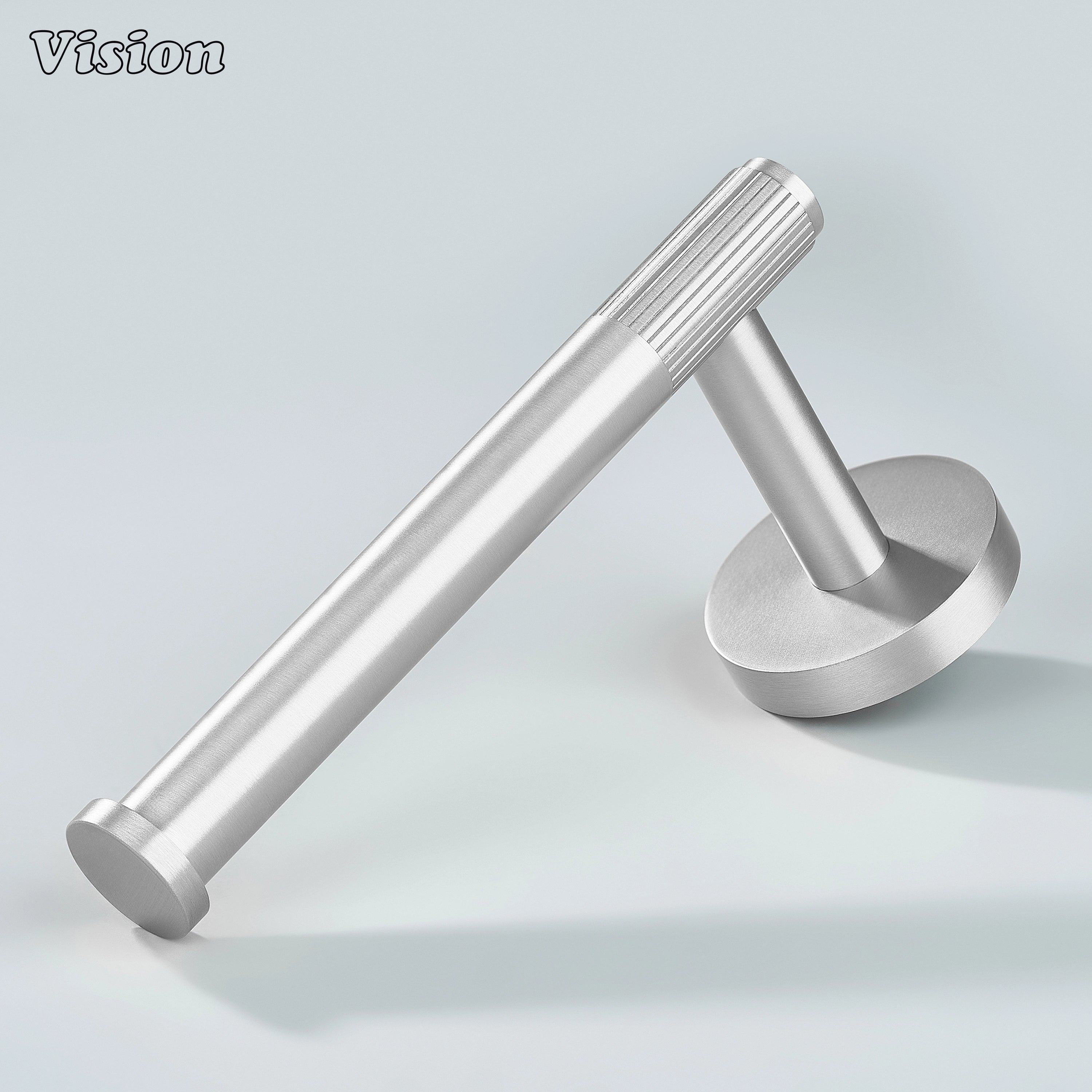 Brass toilet paper holder with linear knurled bar in Silver finish