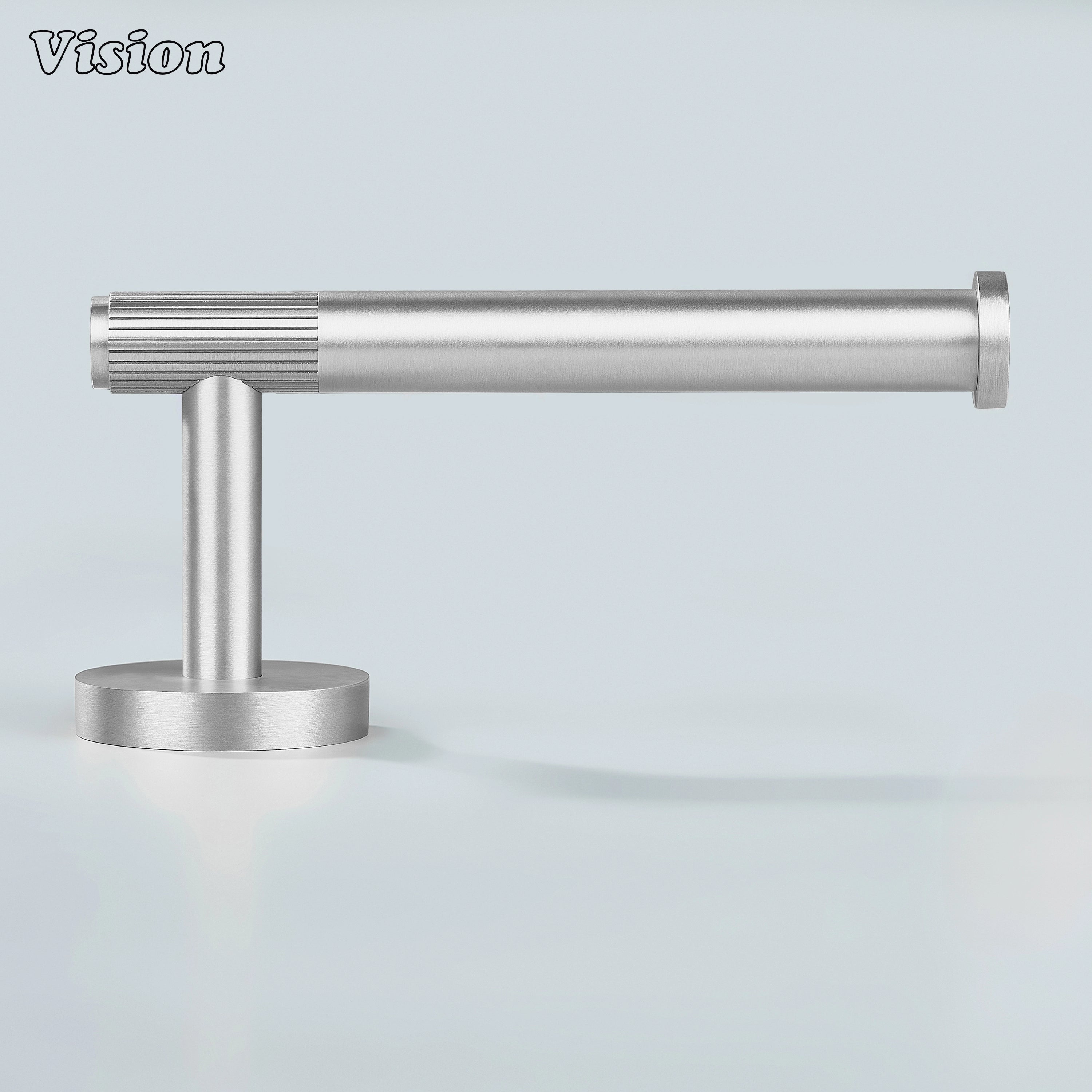 Silver brass toilet paper holder with cylindrical bar for bathrooms
