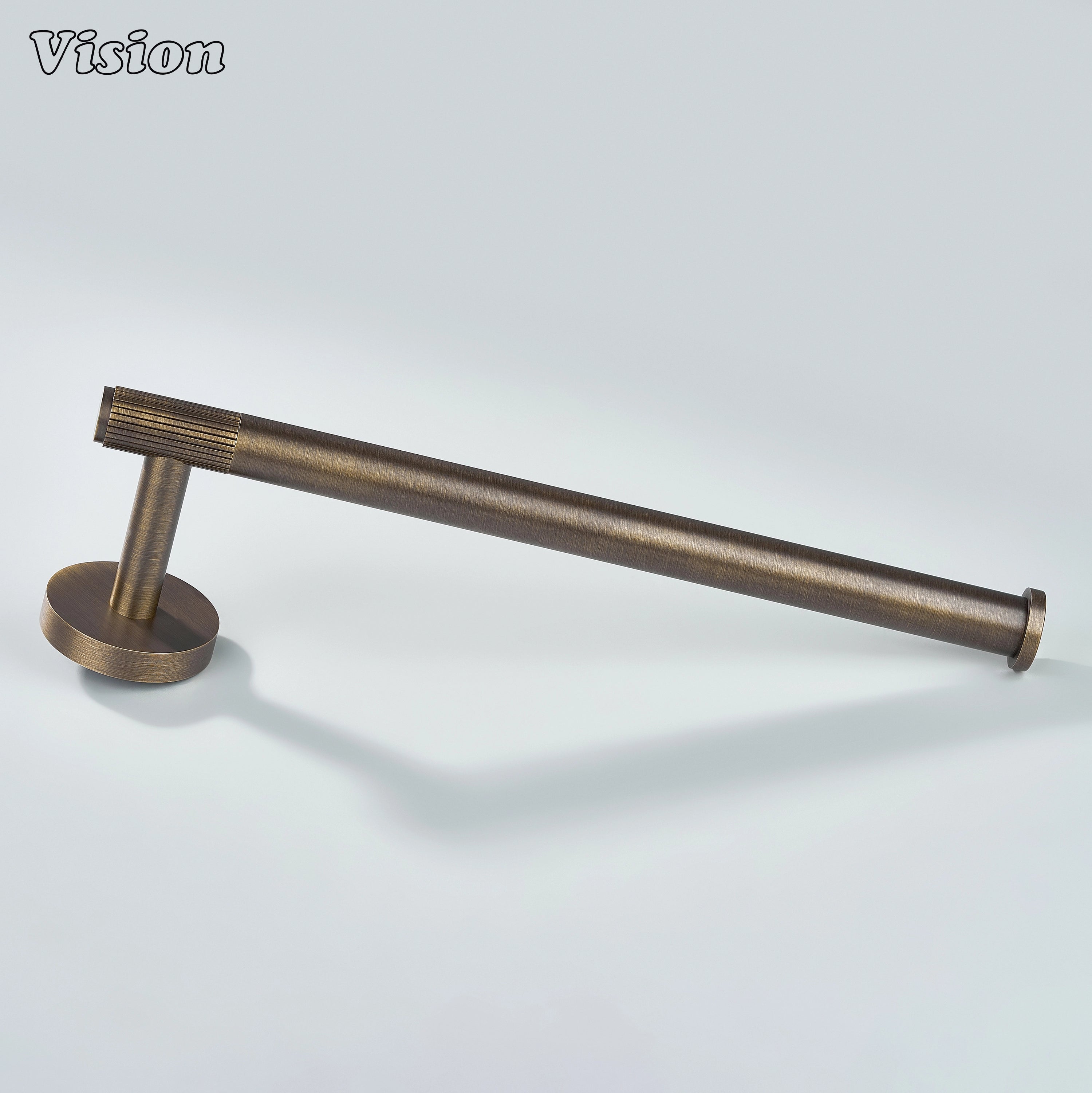 Linear brass towel holder in Antique Bronze finish with slim bar for towel hanging